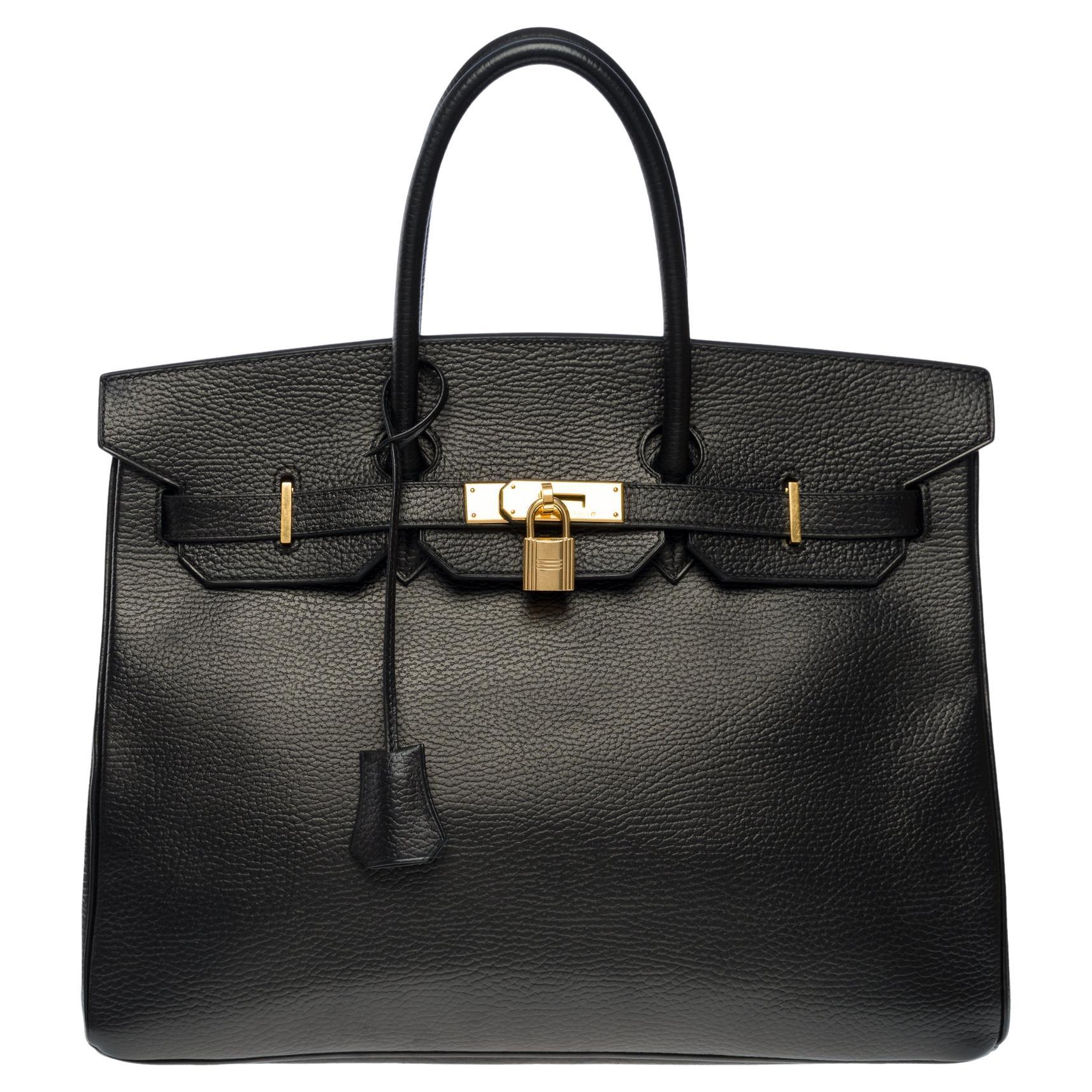 Amazing Hermès Birkin 35 handbag in black Togo leather, GHW