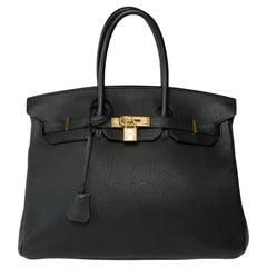 Amazing Hermès Birkin 35 handbag in black Togo leather, GHW