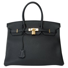 Amazing Hermès Birkin 35 handbag in black Togo leather, GHW