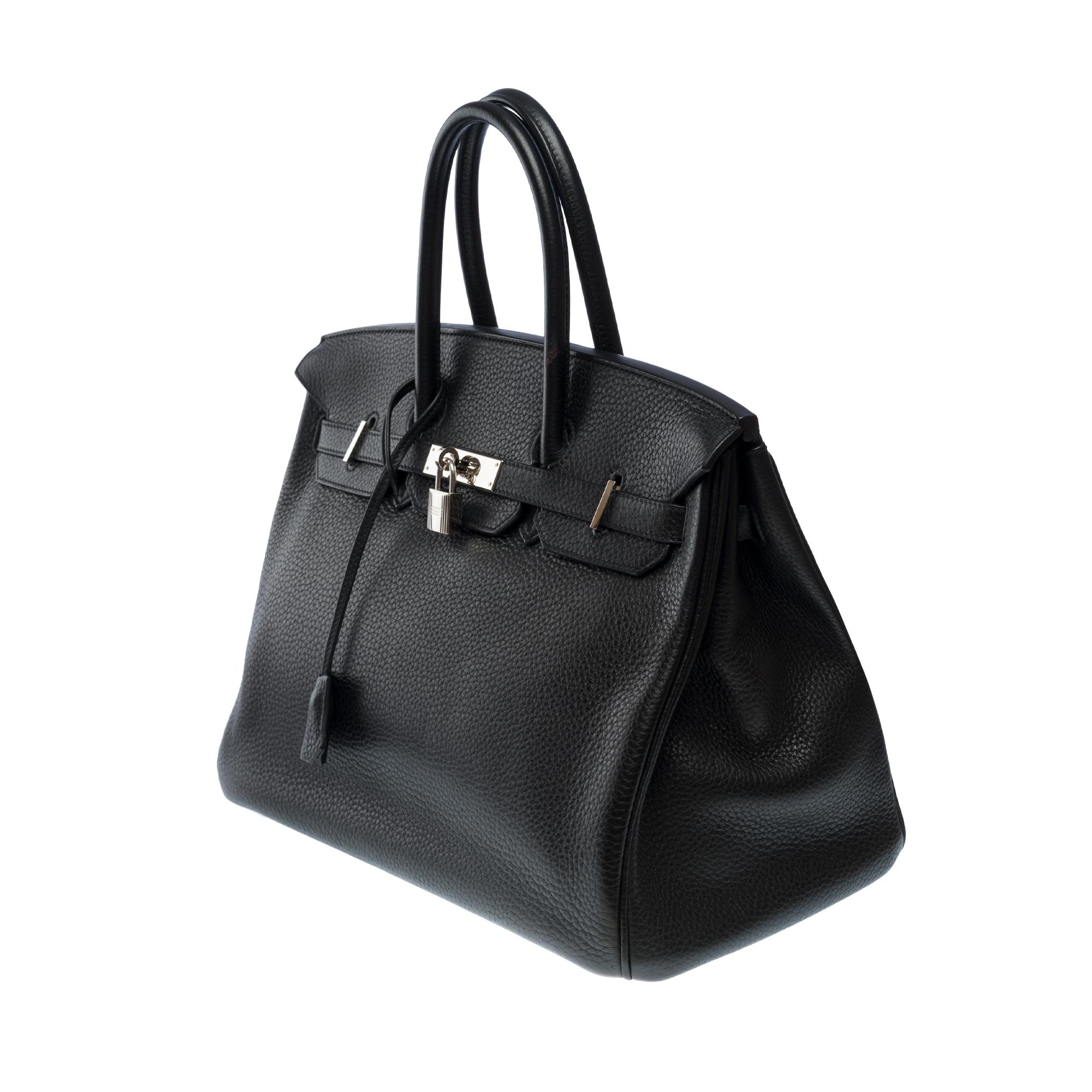  Superbe sac à main Hermès Birkin 35 en cuir Togo noir, SHW Unisexe 