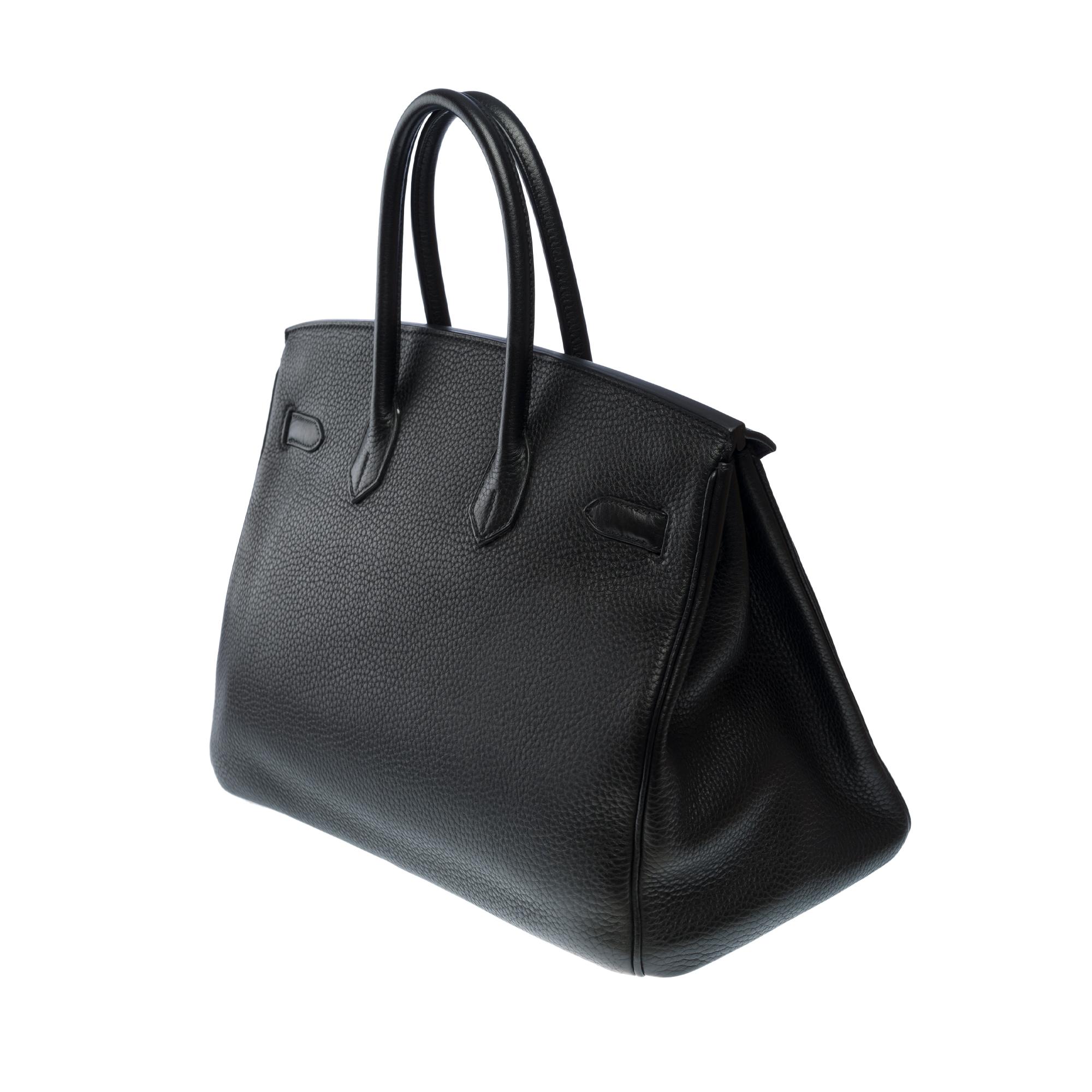 Superbe sac à main Hermès Birkin 35 en cuir Togo noir, SHW 1
