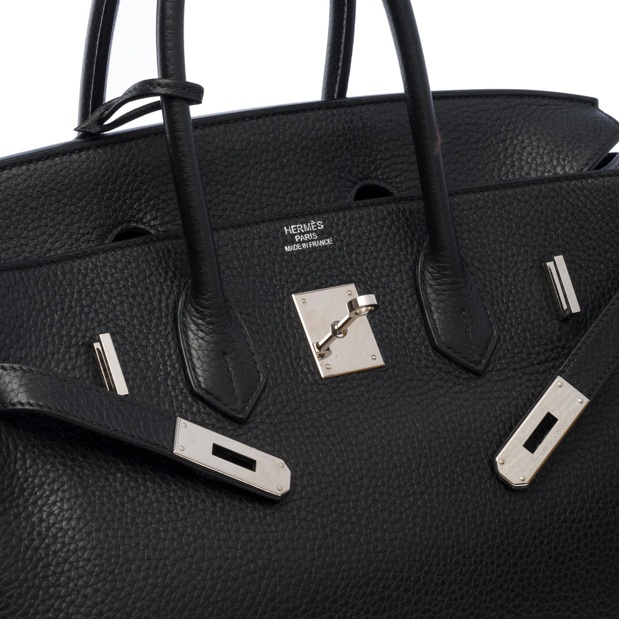 Superbe sac à main Hermès Birkin 35 en cuir Togo noir, SHW 2