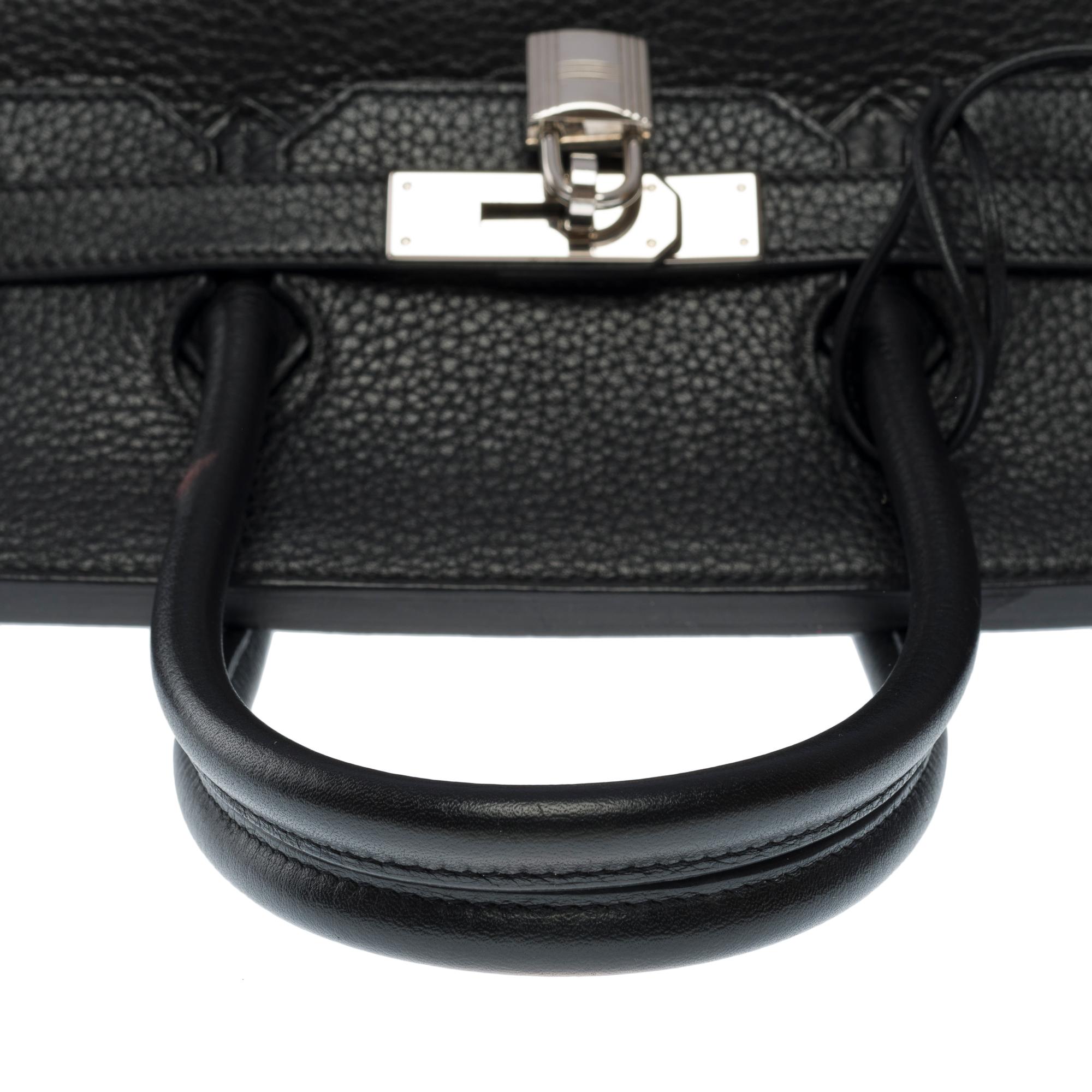 Superbe sac à main Hermès Birkin 35 en cuir Togo noir, SHW 5