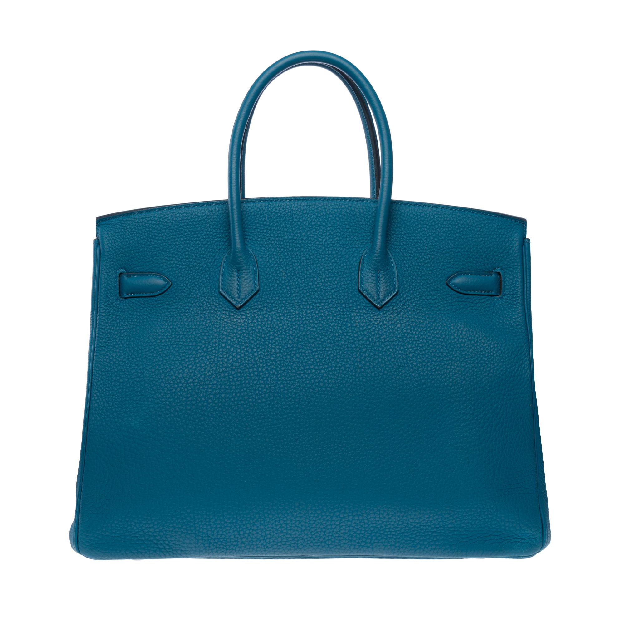 Women's or Men's Amazing Hermes Birkin 35 handbag in Bleu Colvert Togo leather, SHW For Sale
