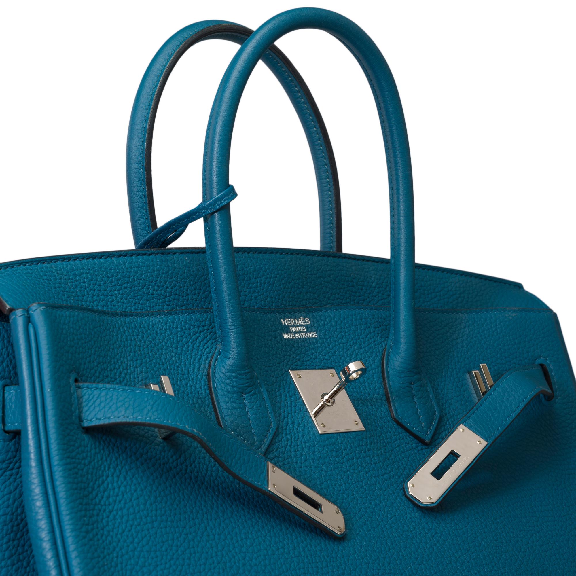 Amazing Hermes Birkin 35 handbag in Bleu Colvert Togo leather, SHW For Sale 3
