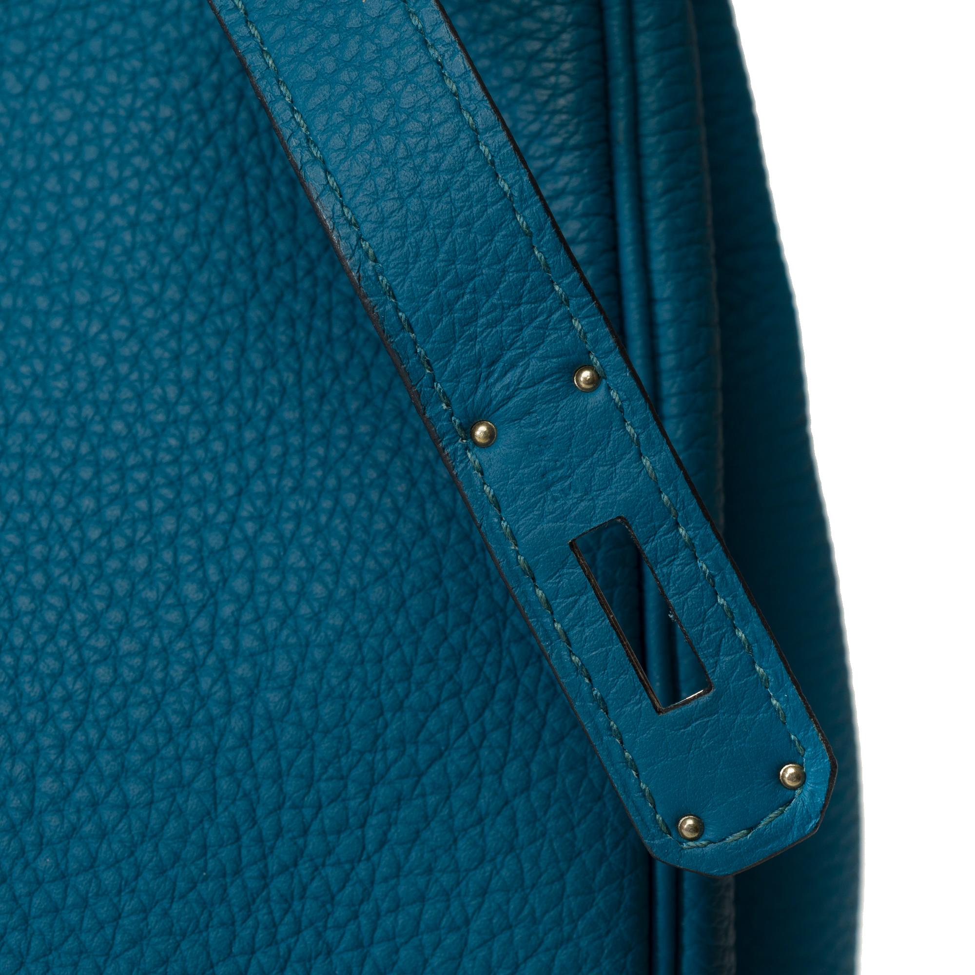 Amazing Hermes Birkin 35 handbag in Bleu Colvert Togo leather, SHW For Sale 4