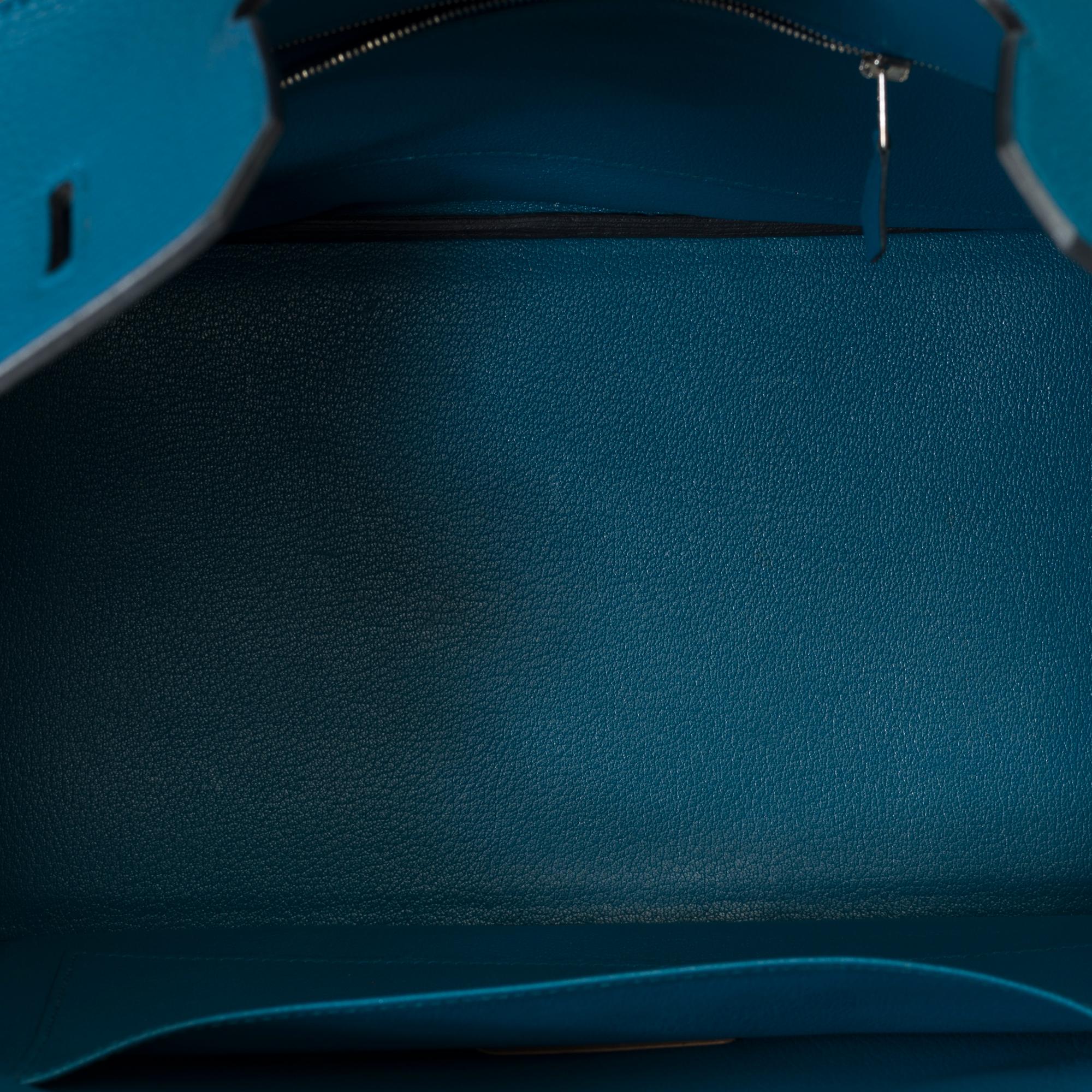 Amazing Hermes Birkin 35 handbag in Bleu Colvert Togo leather, SHW For Sale 5