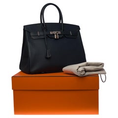 Amazing Hermès Birkin 35 handbag in Bleu de Malte epsom leather, SHW