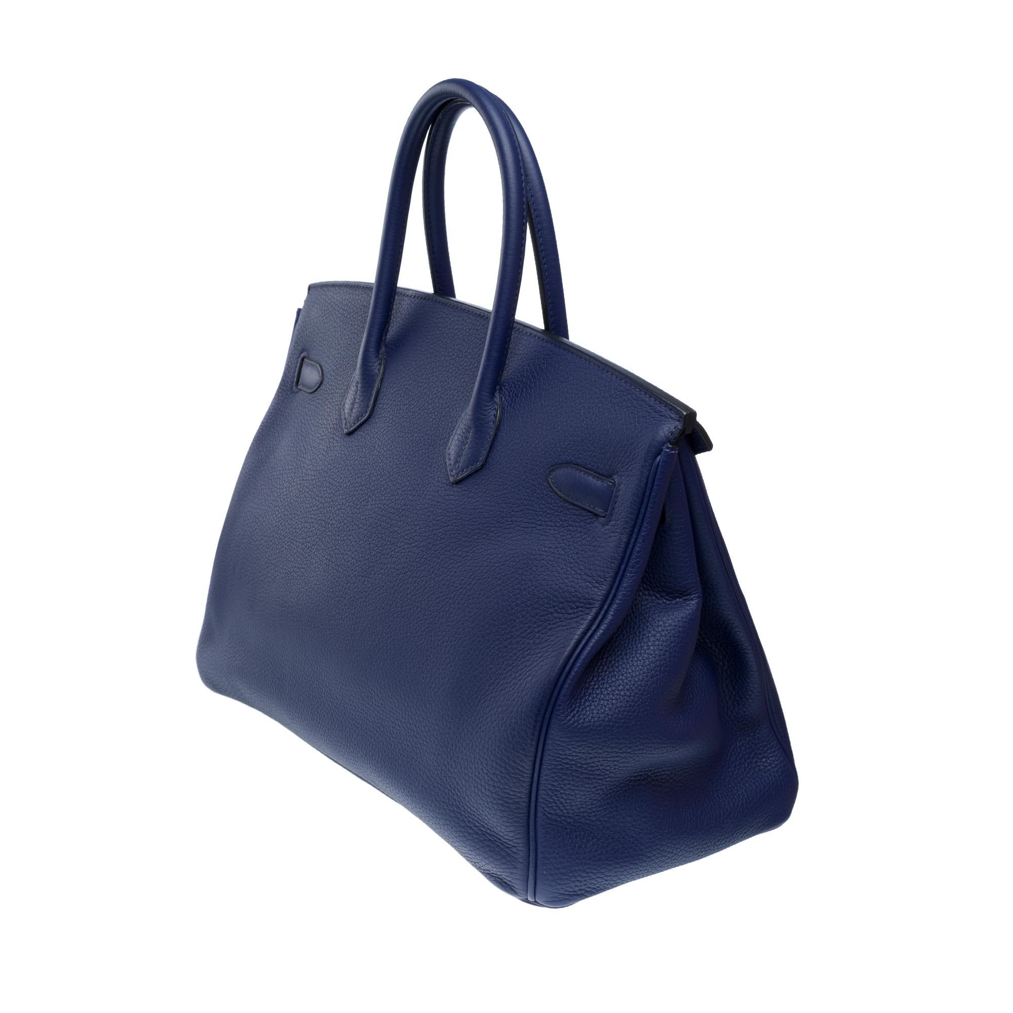  Superbe sac à main Hermès Birkin 35 en cuir Bleu Encre Togo, PHW Unisexe 