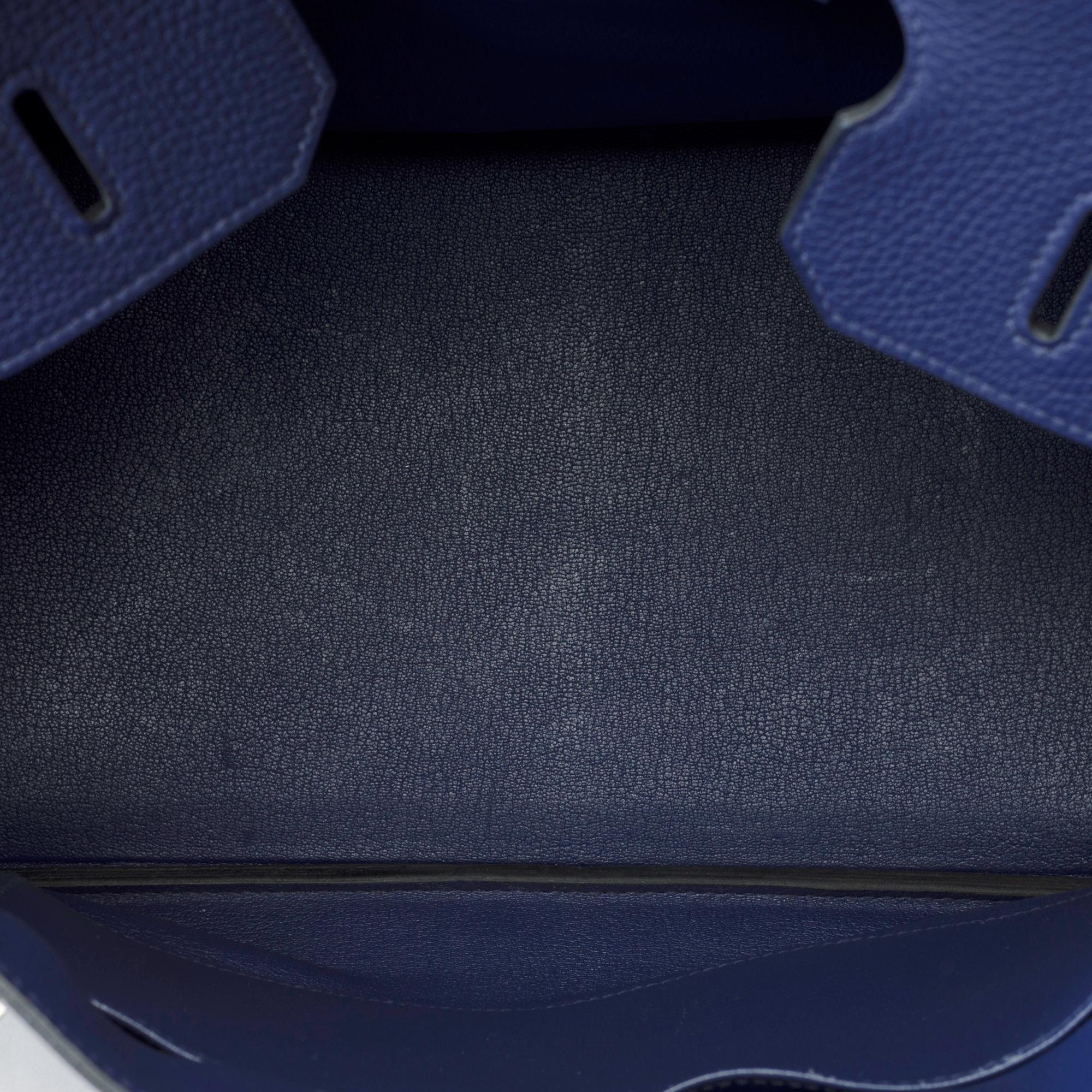 Superbe sac à main Hermès Birkin 35 en cuir Bleu Encre Togo, PHW 3