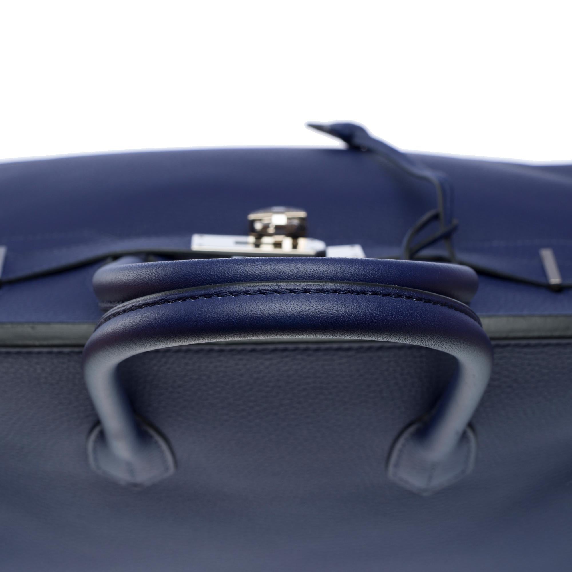 Superbe sac à main Hermès Birkin 35 en cuir Bleu Encre Togo, PHW 4