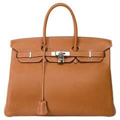 Amazing Hermès Birkin 35 handbag in Camel (Gold) Fjord leather, PHW