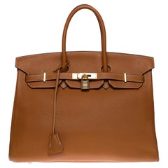 Amazing Hermès Birkin 35 handbag in Camel Taurillon Clemence leather, GHW