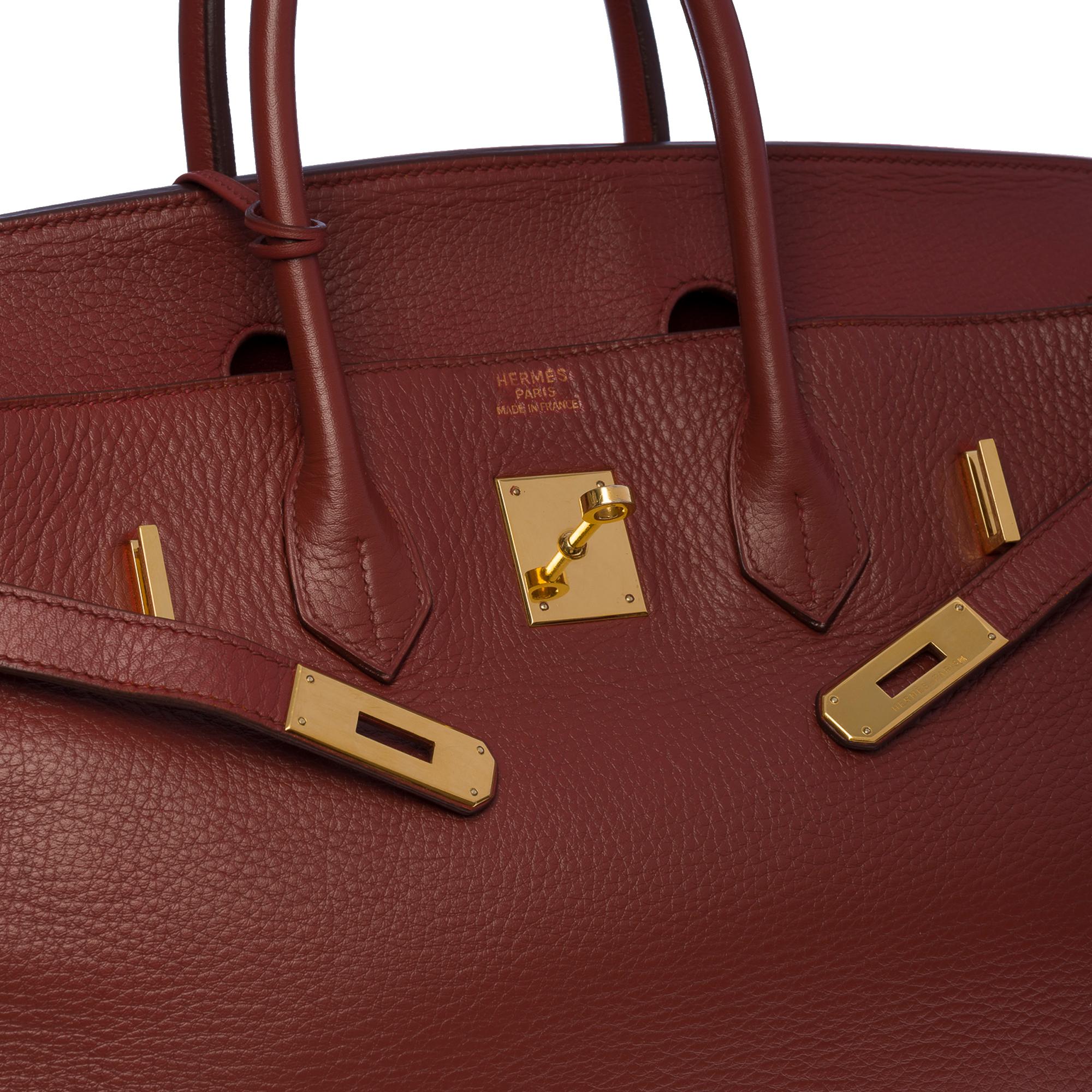 Brown Amazing Hermès Birkin 35 handbag in Cognac Togo leather, GHW