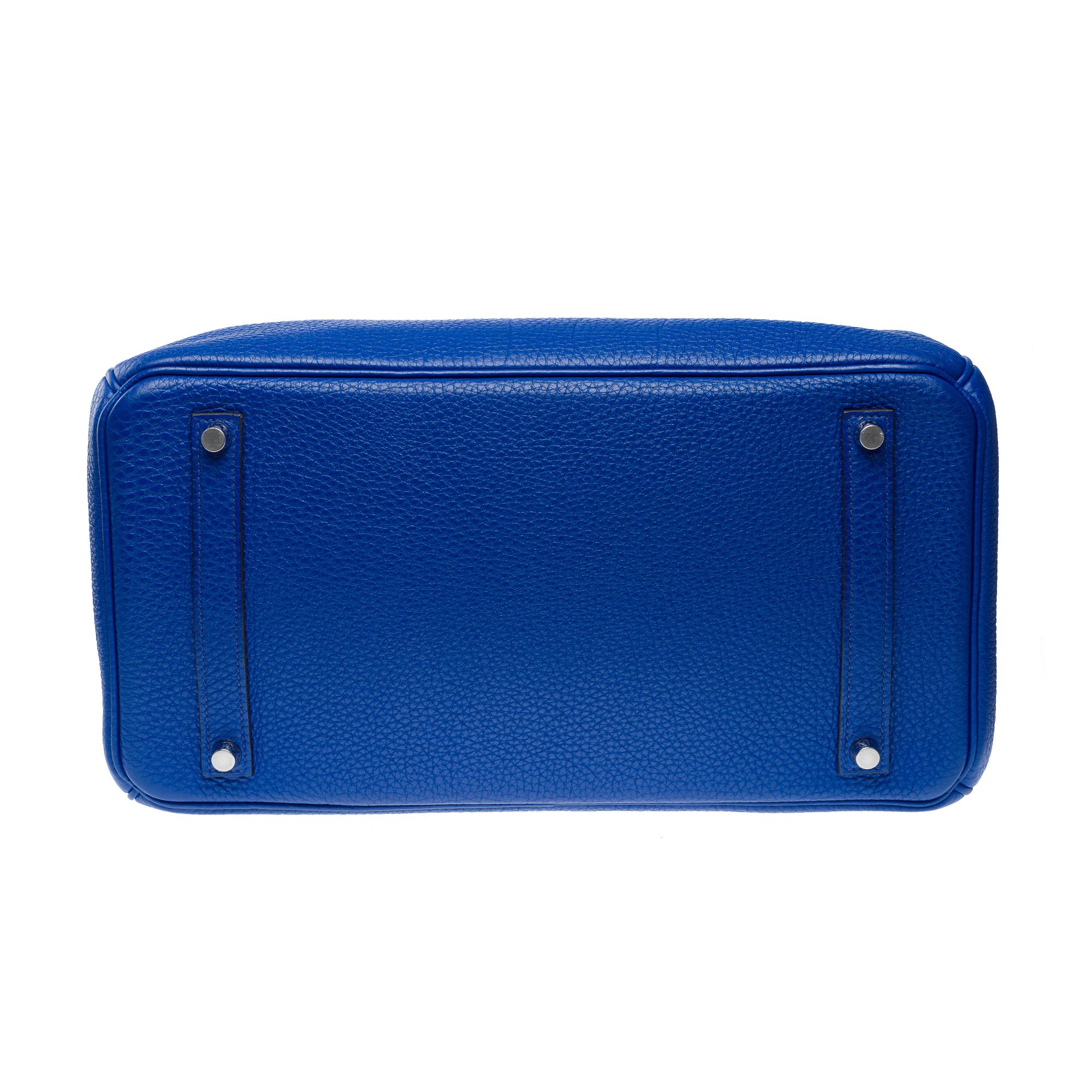 Amazing Hermès Birkin 35 handbag in Electric Blue Togo  leather, PHW For Sale 8