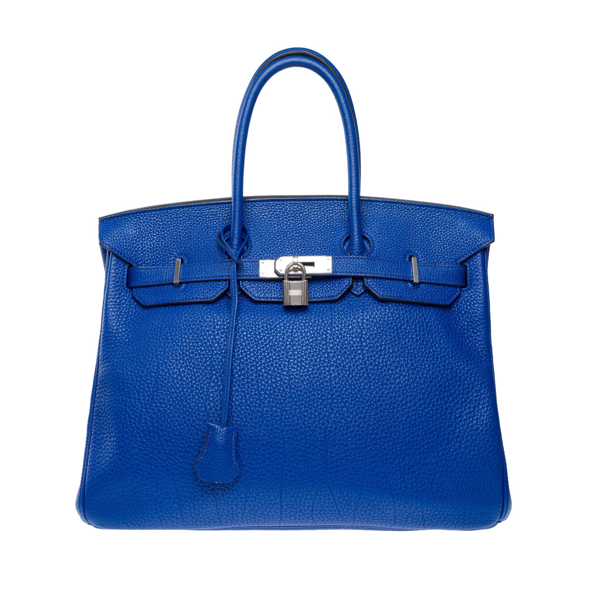 Women's or Men's Amazing Hermès Birkin 35 handbag in Electric Blue Togo  leather, PHW For Sale
