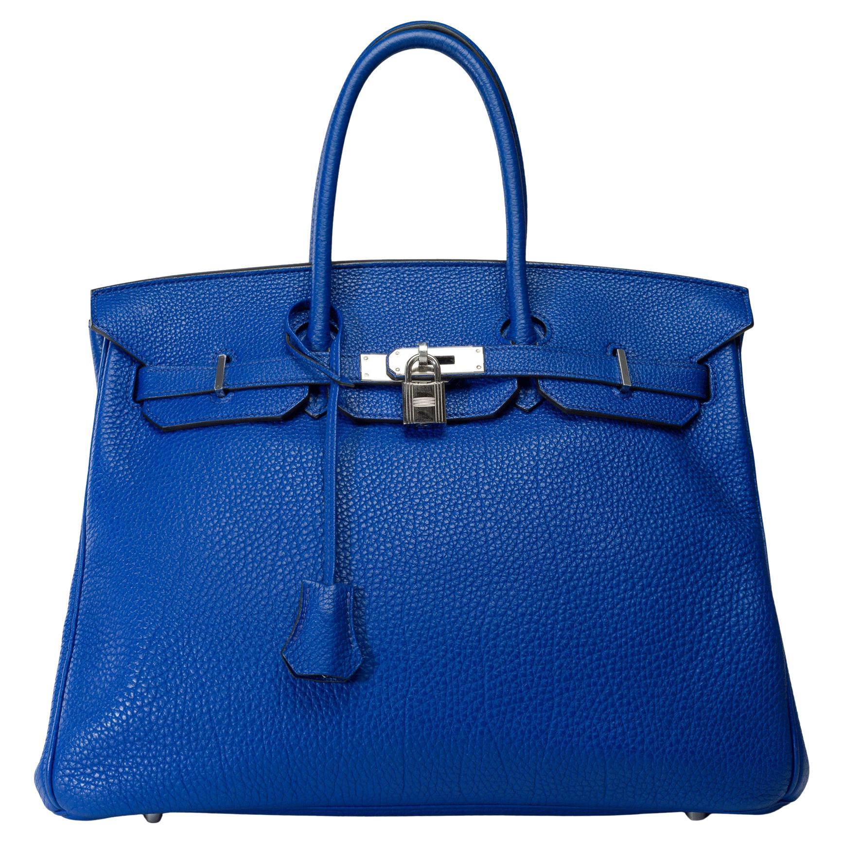 Amazing Hermès Birkin 35 handbag in Electric Blue Togo  leather, PHW