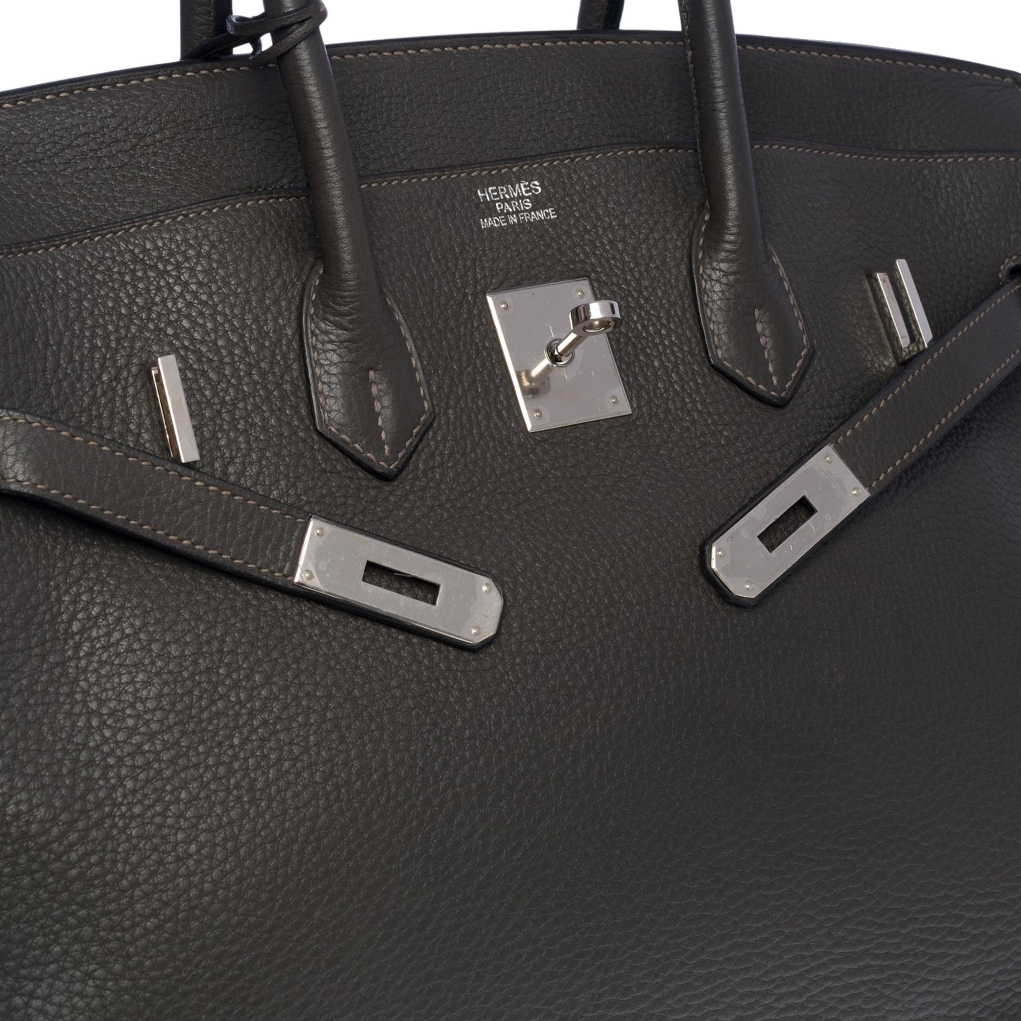 Black Amazing Hermès Birkin 35 handbag in Etain Togo leather, SHW