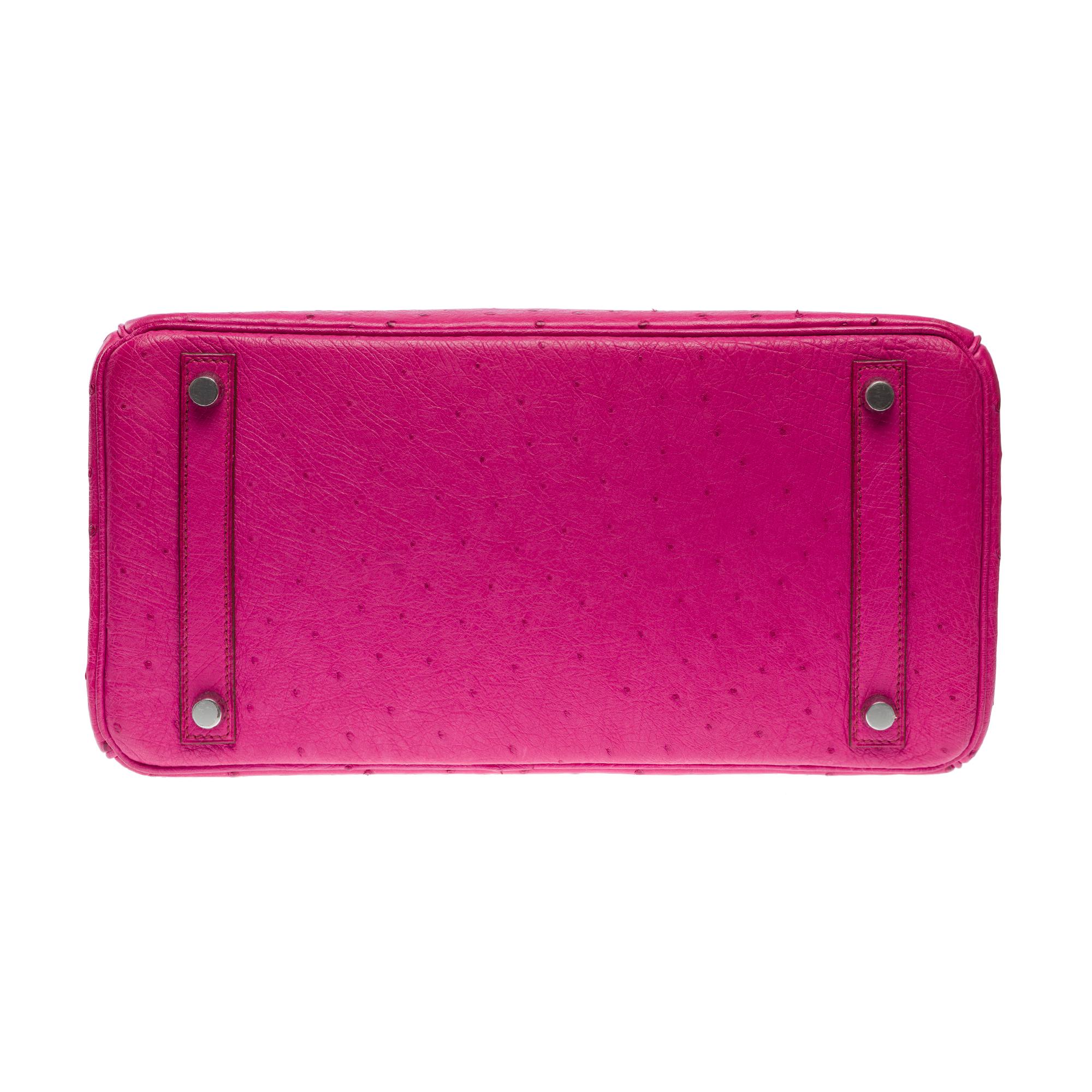 Amazing Hermès Birkin 35 handbag in Fuchsia Pink Ostrich leather, PHW For Sale 7