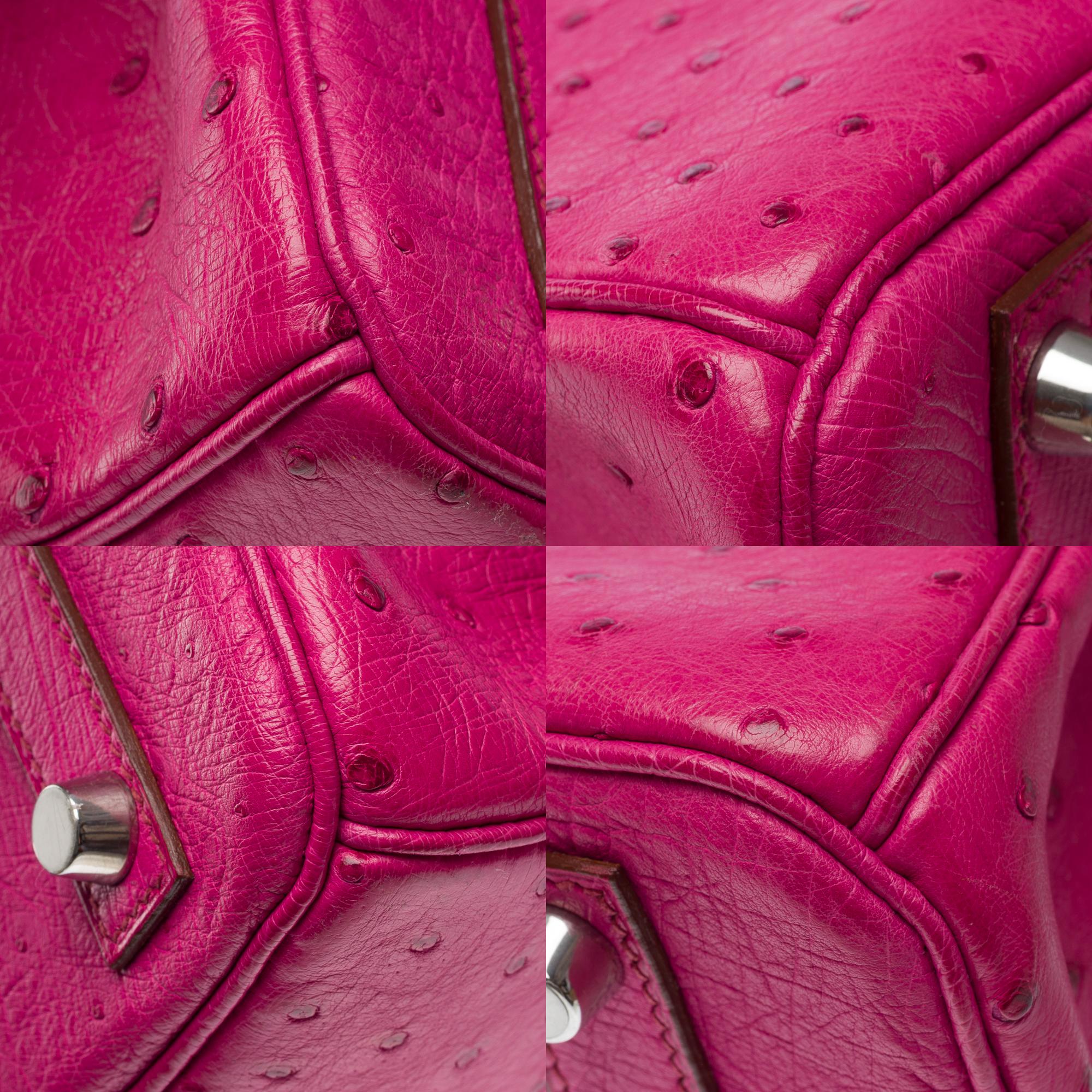 Amazing Hermès Birkin 35 handbag in Fuchsia Pink Ostrich leather, PHW For Sale 8