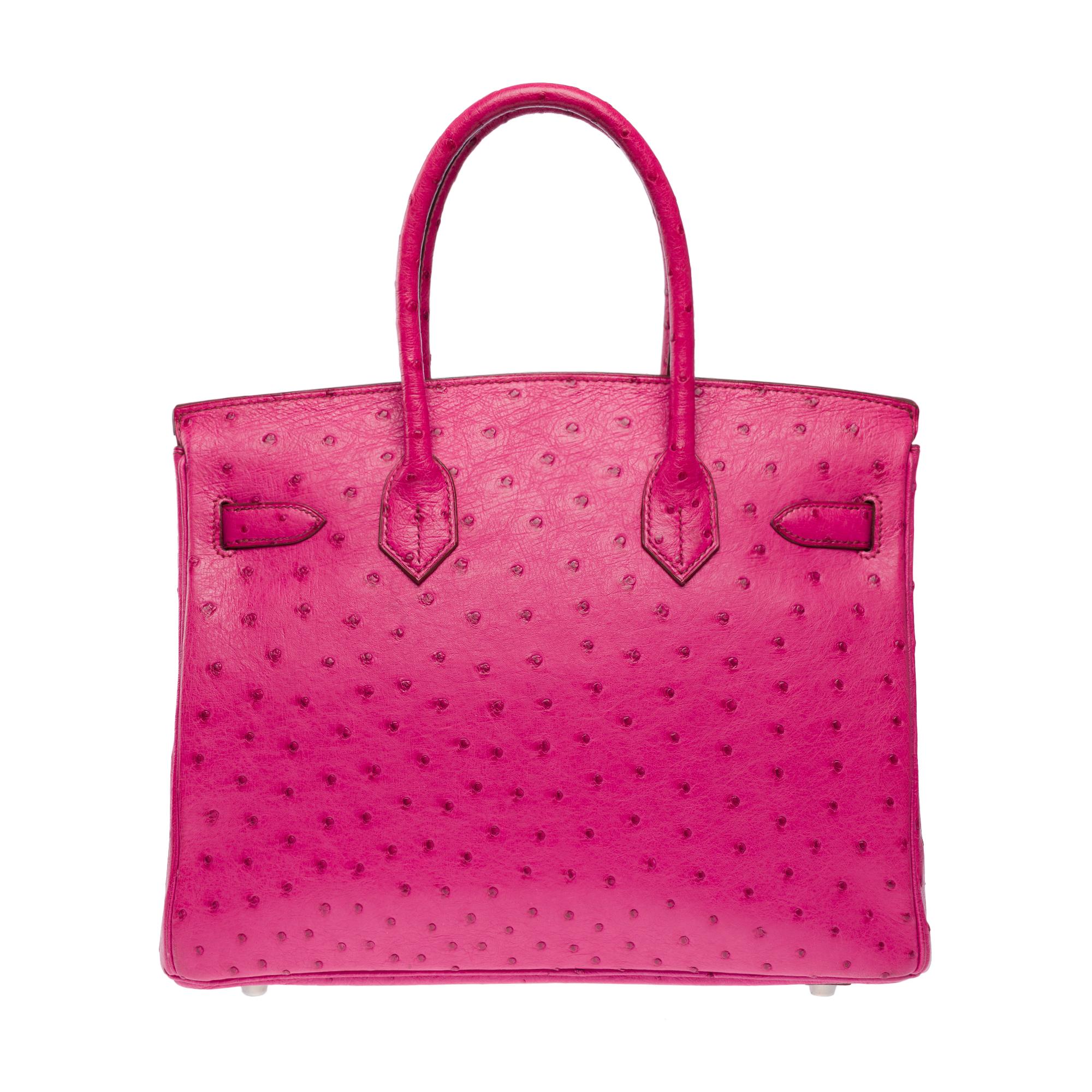 Women's or Men's Amazing Hermès Birkin 35 handbag in Fuchsia Pink Ostrich leather, PHW For Sale
