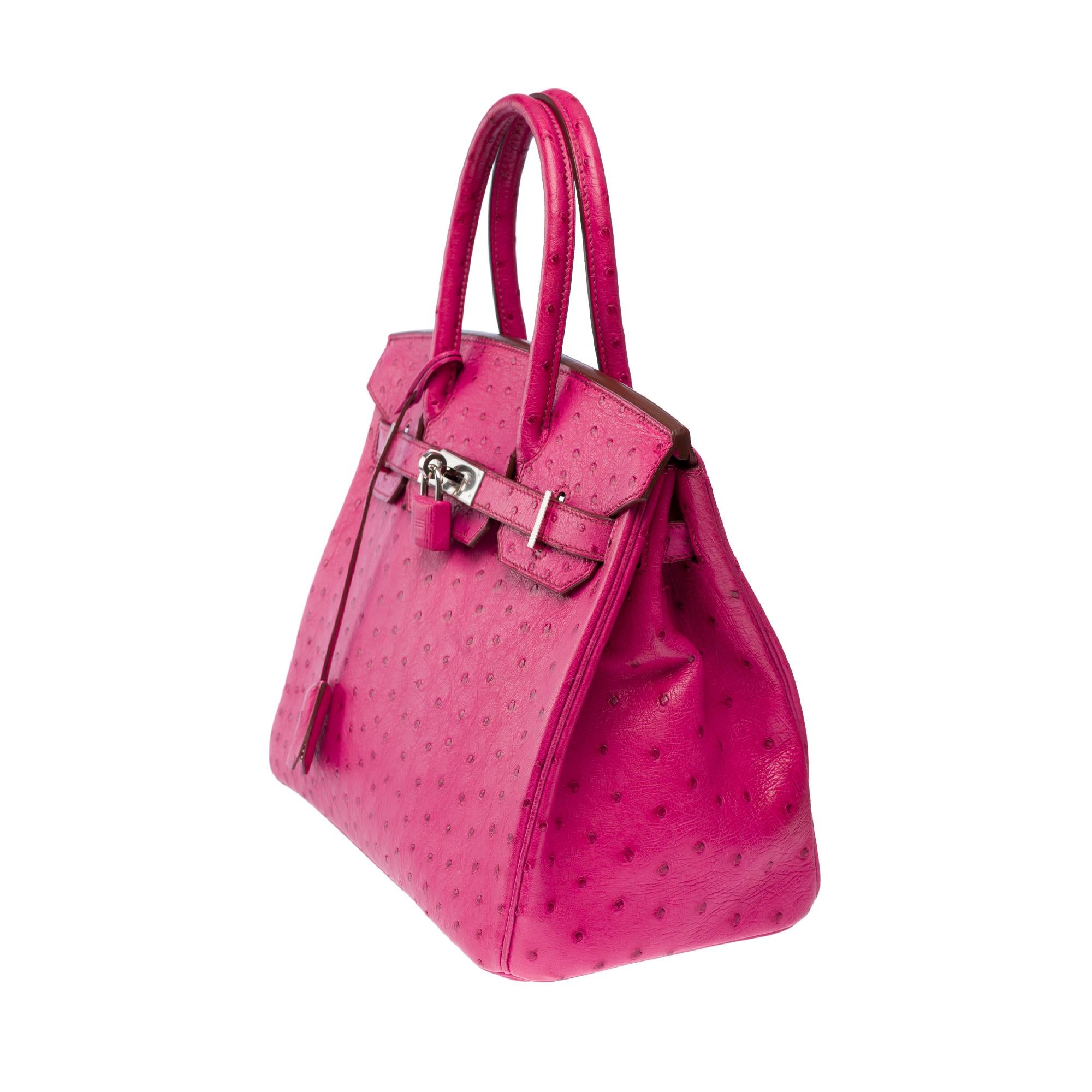 Amazing Hermès Birkin 35 handbag in Fuchsia Pink Ostrich leather, PHW For Sale 1