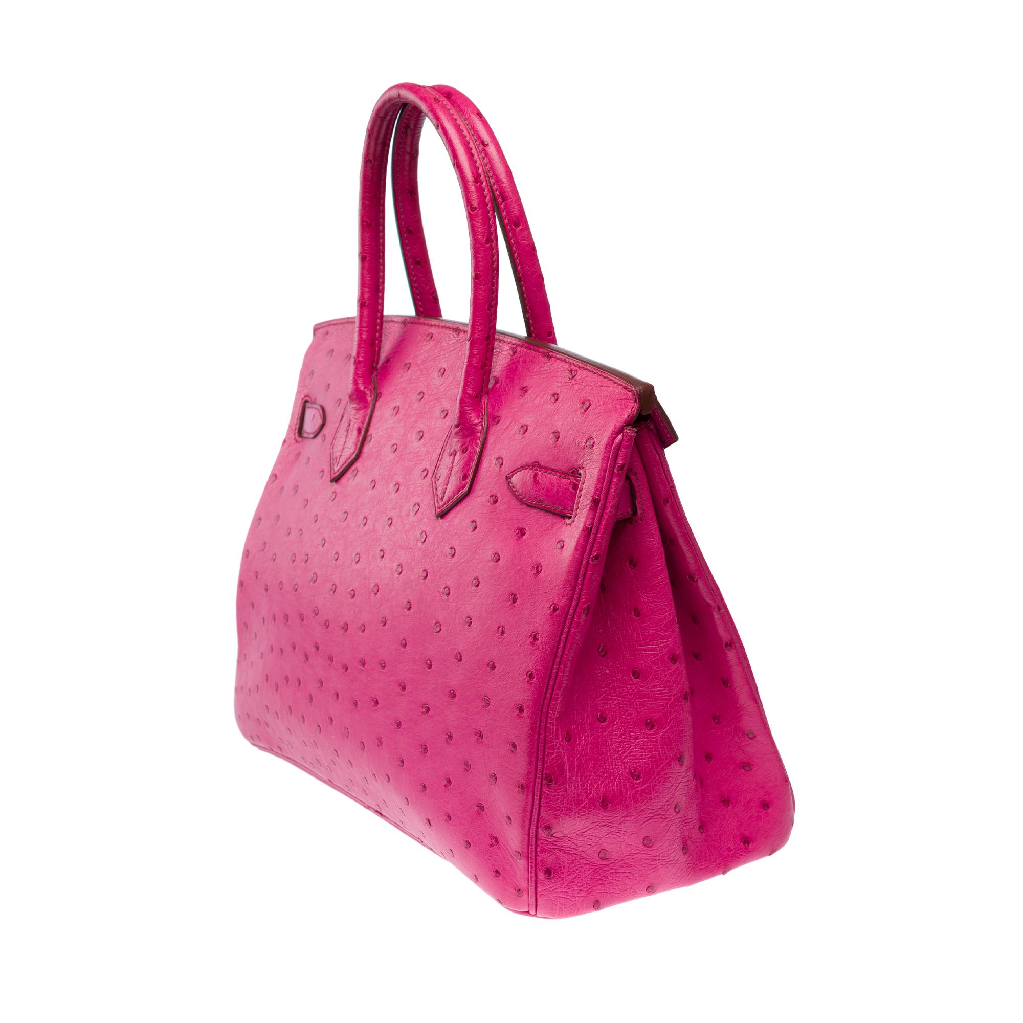 Amazing Hermès Birkin 35 handbag in Fuchsia Pink Ostrich leather, PHW For Sale 2
