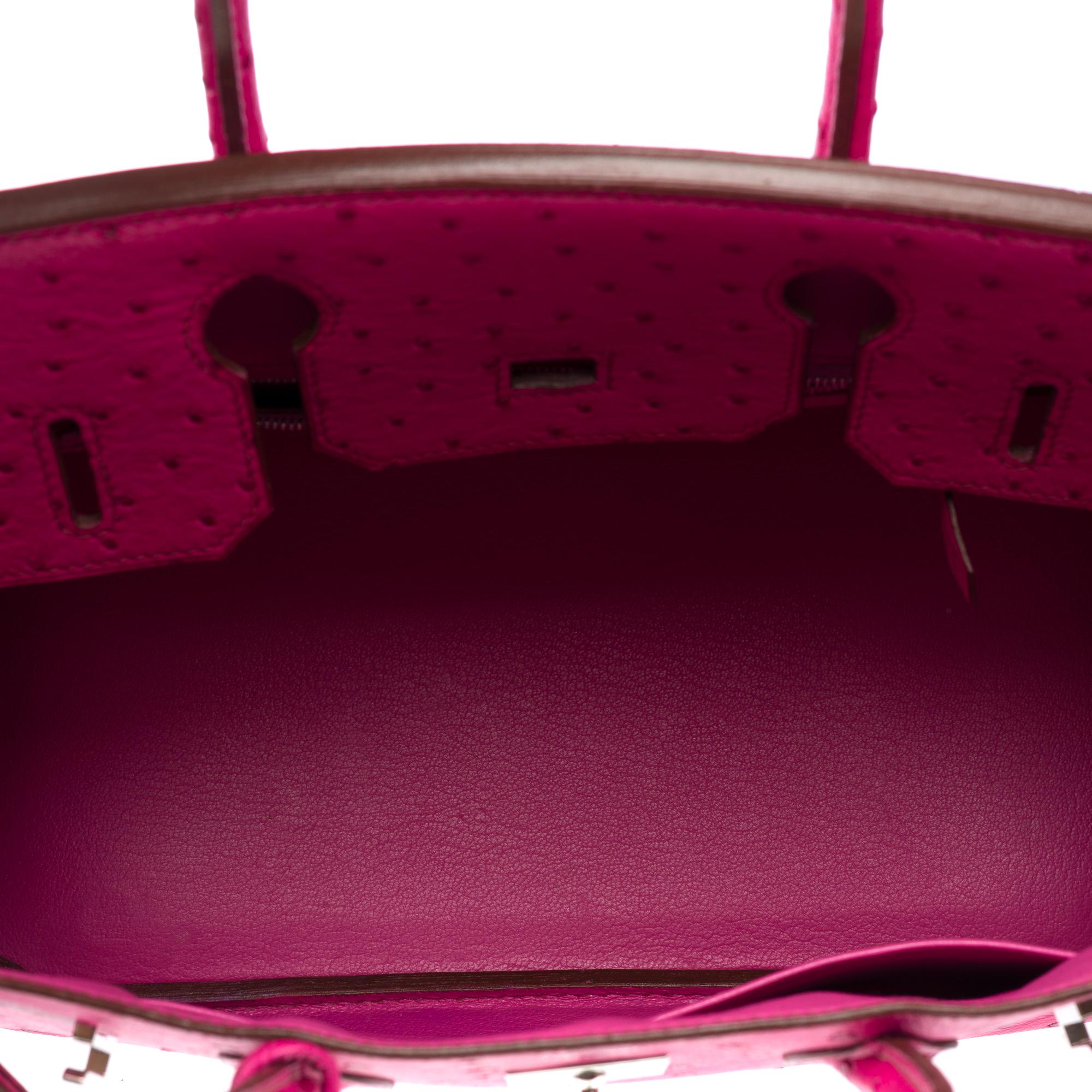 Amazing Hermès Birkin 35 handbag in Fuchsia Pink Ostrich leather, PHW For Sale 5