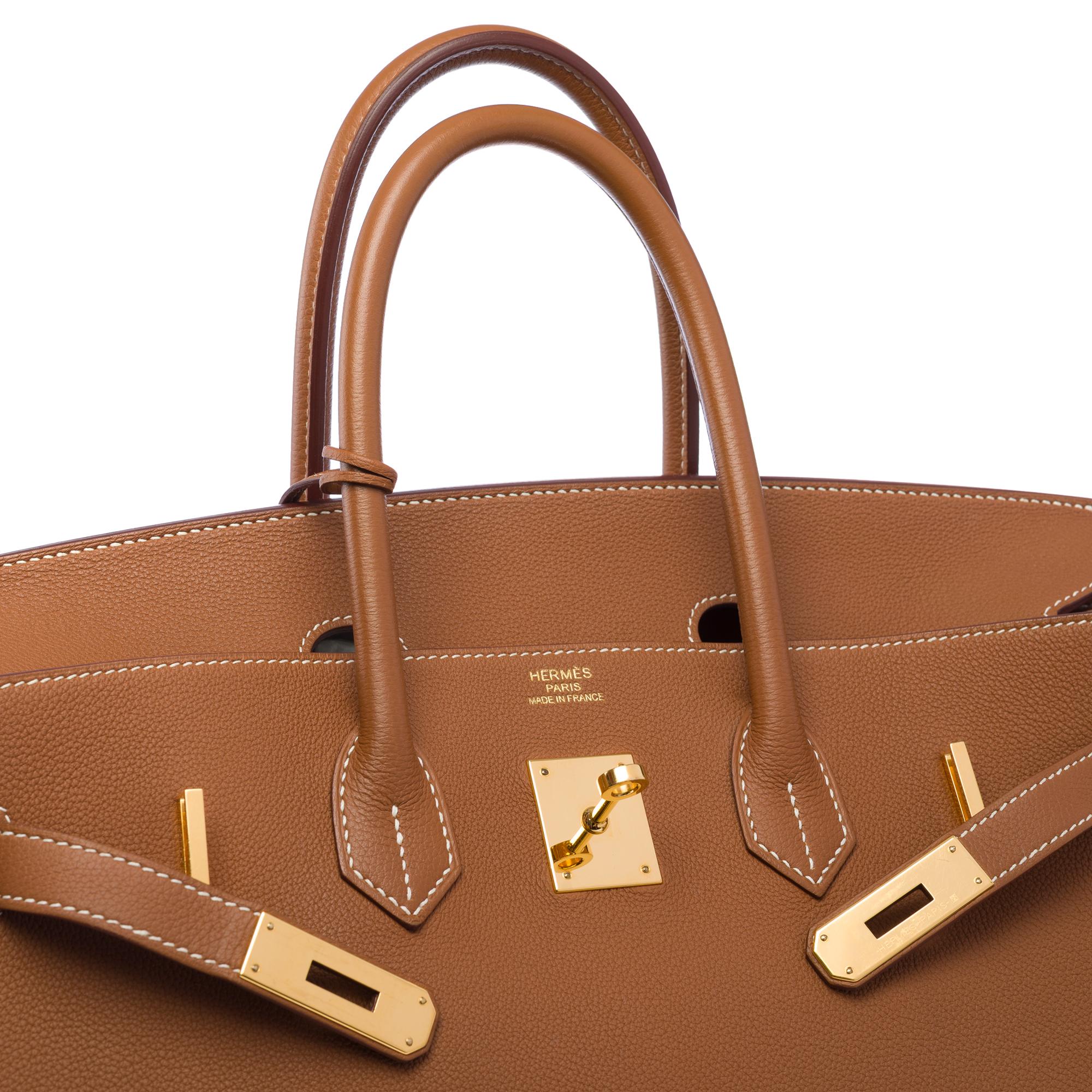 Amazing Hermès Birkin 35 handbag in Gold (Fauve) Togo Calf leather, GHW For Sale 2
