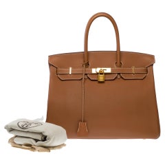 Incredibile borsa Hermès Birkin 35 in pelle di vitello Togo oro (Fauve), GHW