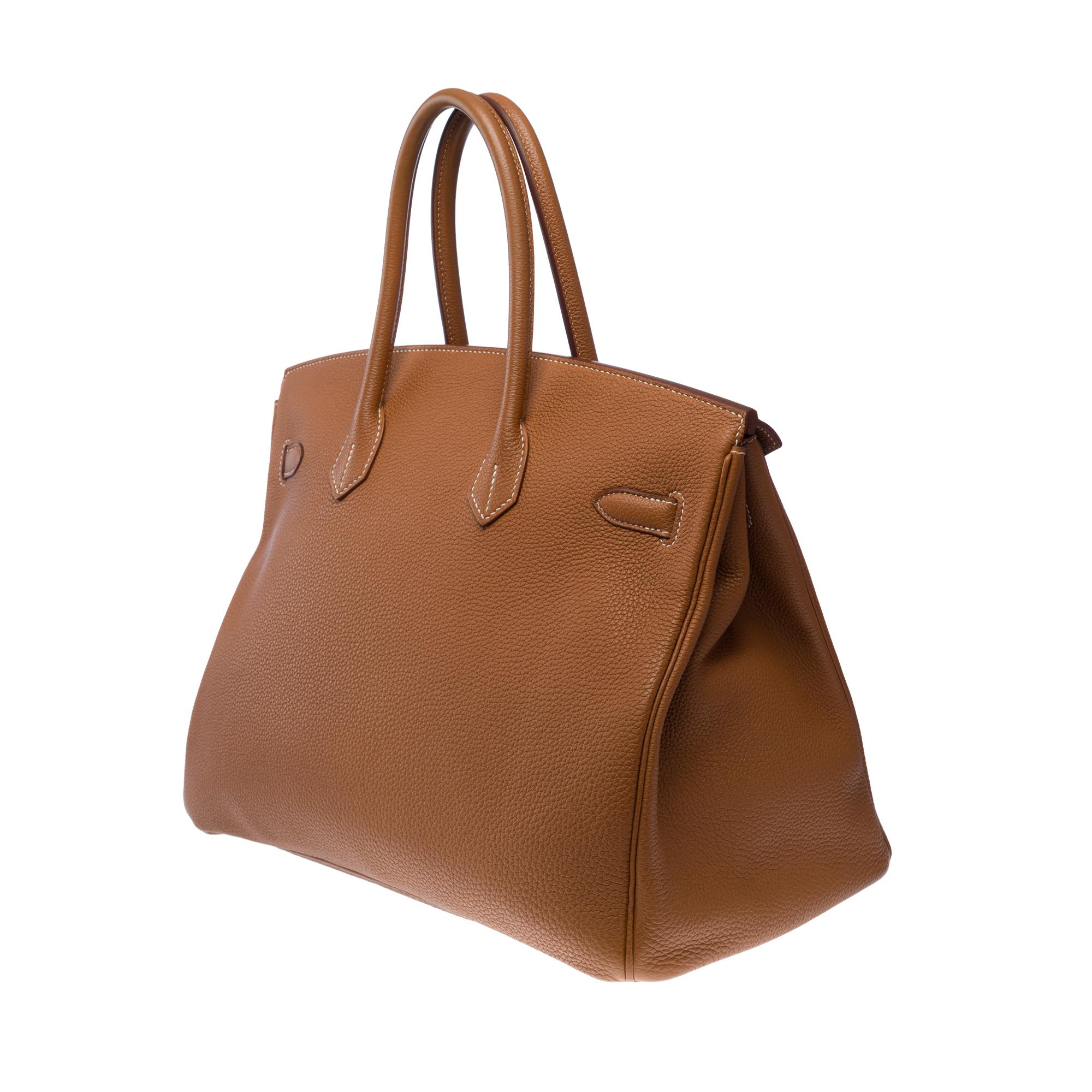 Amazing Hermès Birkin 35 handbag in Gold (Fauve) Togo Calf leather, PHW 2