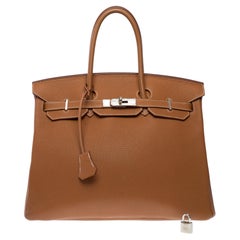 Amazing Hermès Birkin 35 handbag in Gold (Fauve) Togo Calf leather, PHW