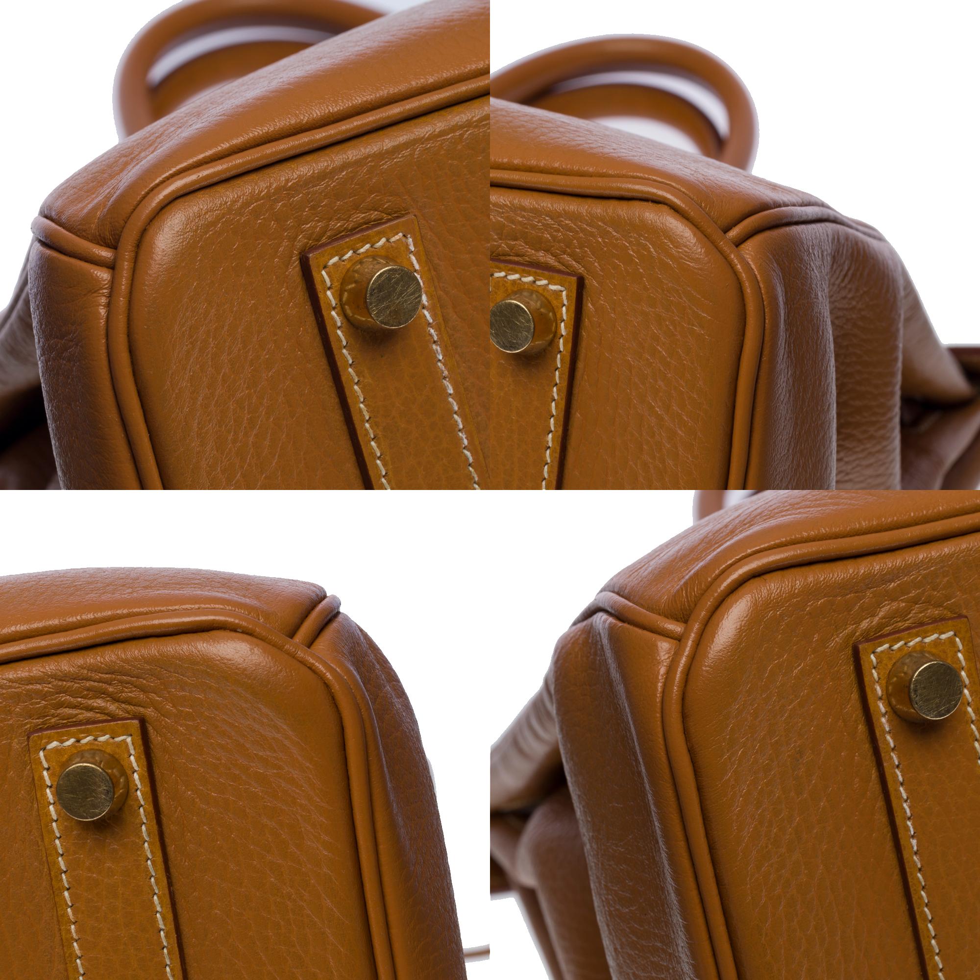 Amazing Hermès Birkin 35 handbag in Gold Vache Ardennes leather, GHW 5