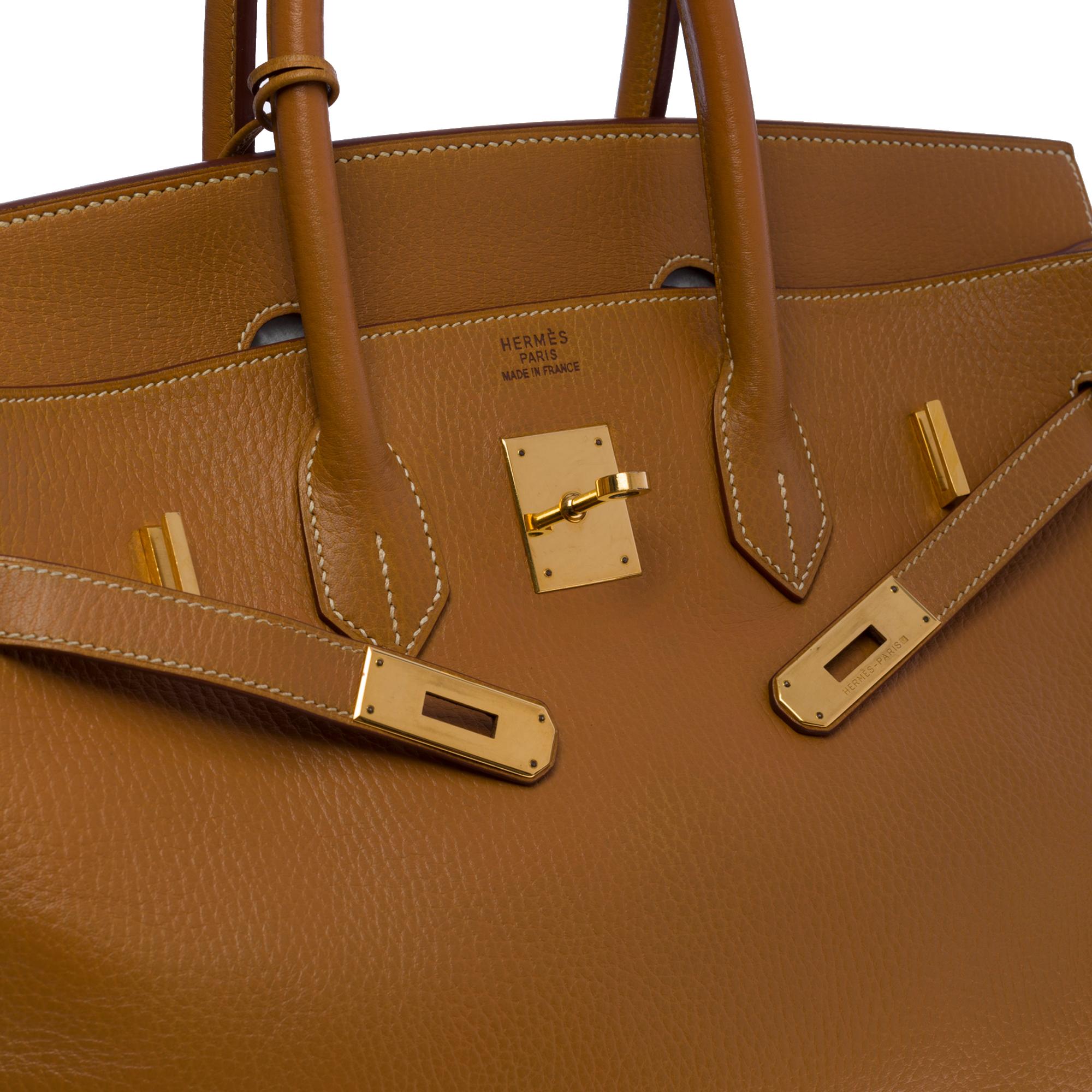 Women's or Men's Amazing Hermès Birkin 35 handbag in Gold Vache Ardennes leather, GHW