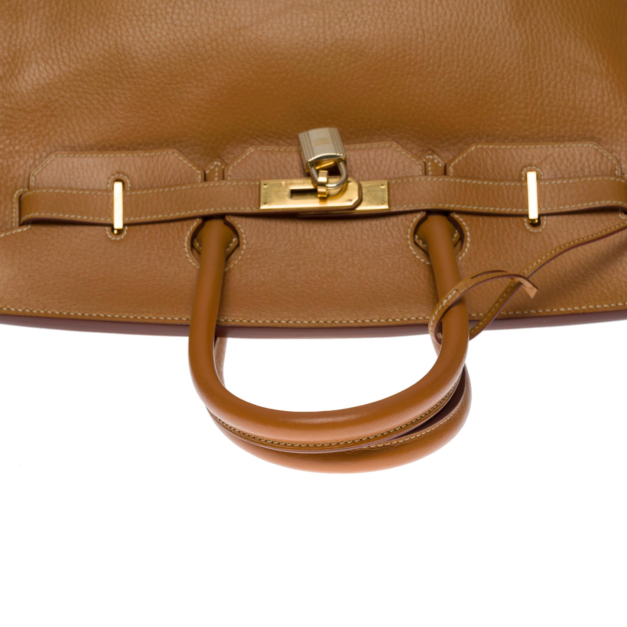 Amazing Hermès Birkin 35 handbag in Gold Vache Ardennes leather, GHW 3