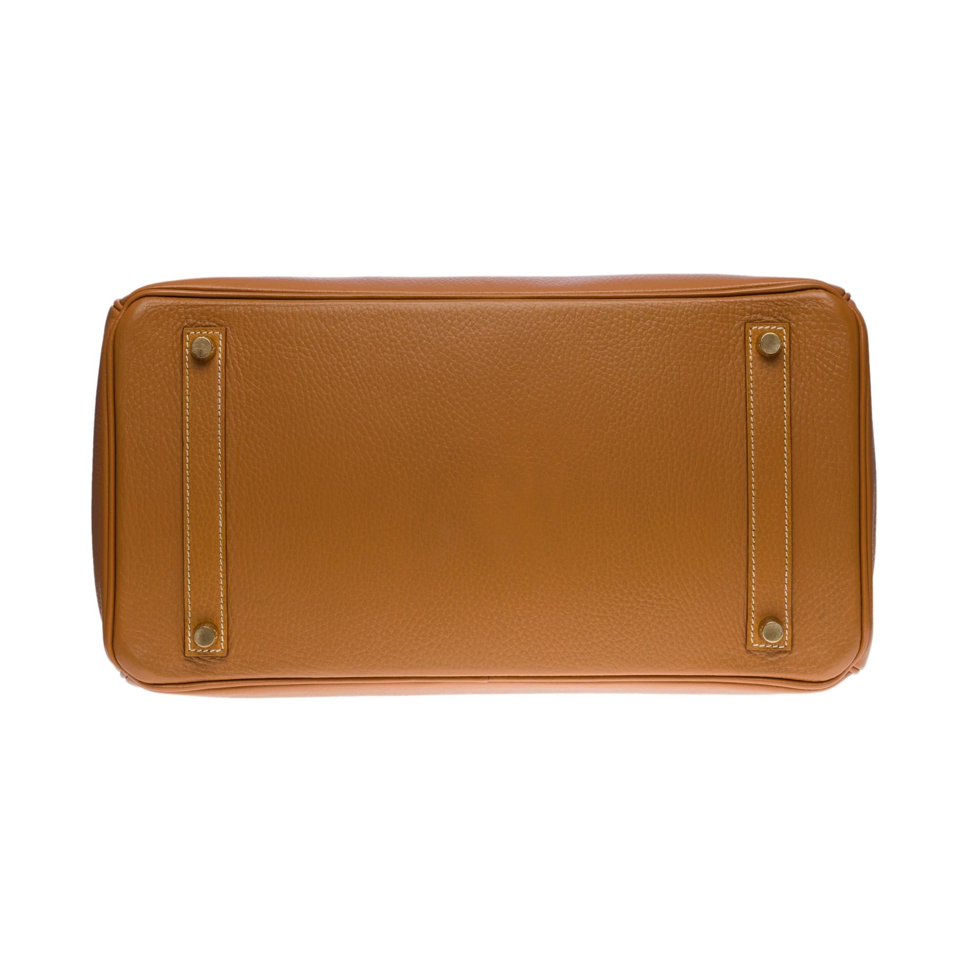 Amazing Hermès Birkin 35 handbag in Gold Vache Ardennes leather, GHW 4