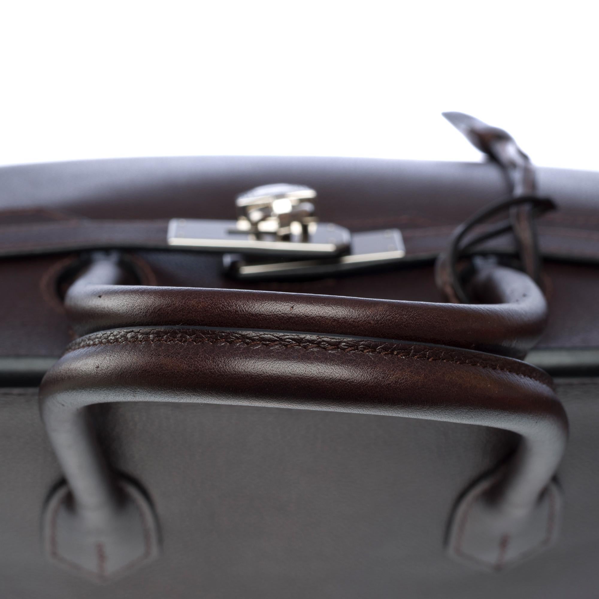 Amazing Hermès Birkin 35 handbag in grained calf leather Evergrain brown , SHW For Sale 7