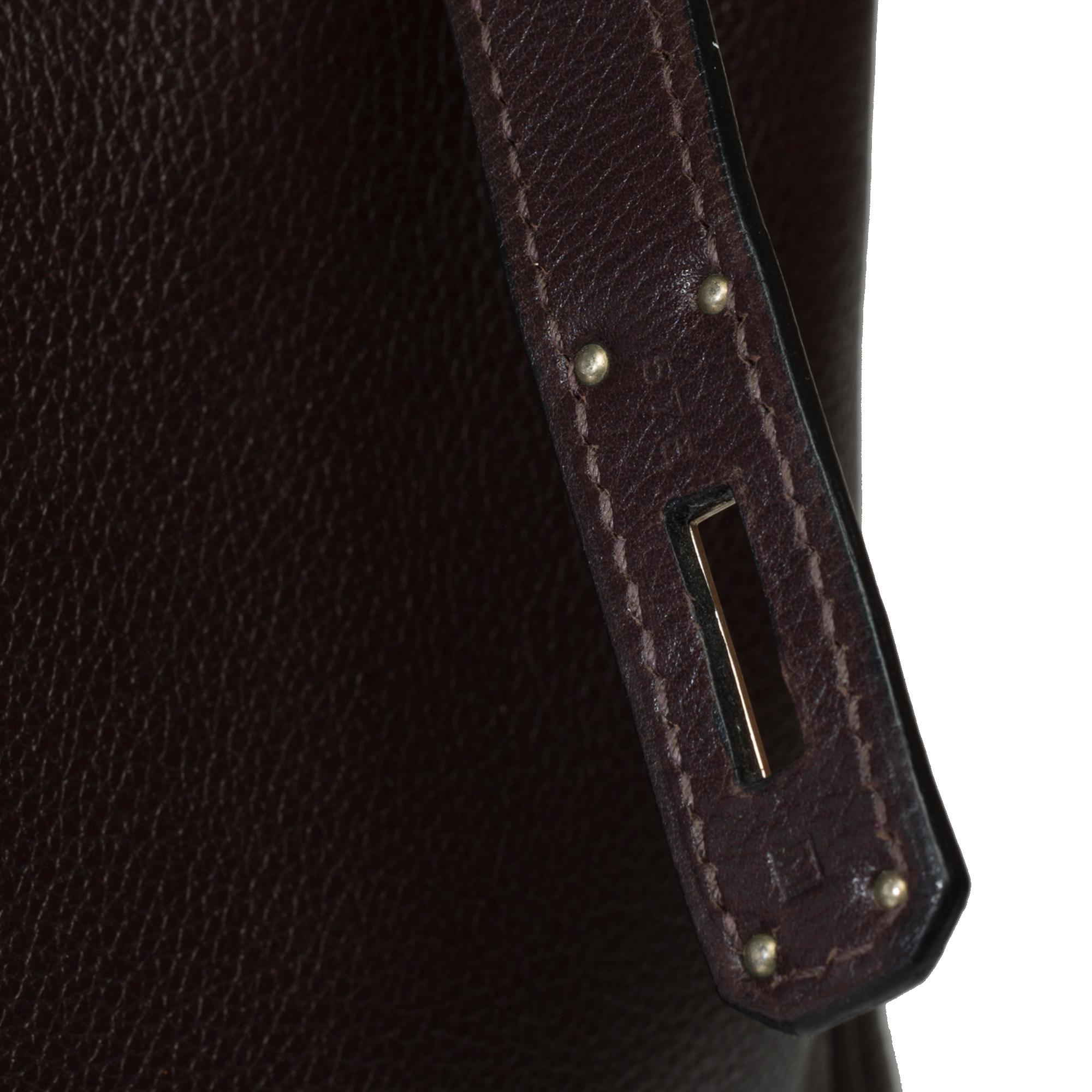 Amazing Hermès Birkin 35 handbag in grained calf leather Evergrain brown , SHW 5