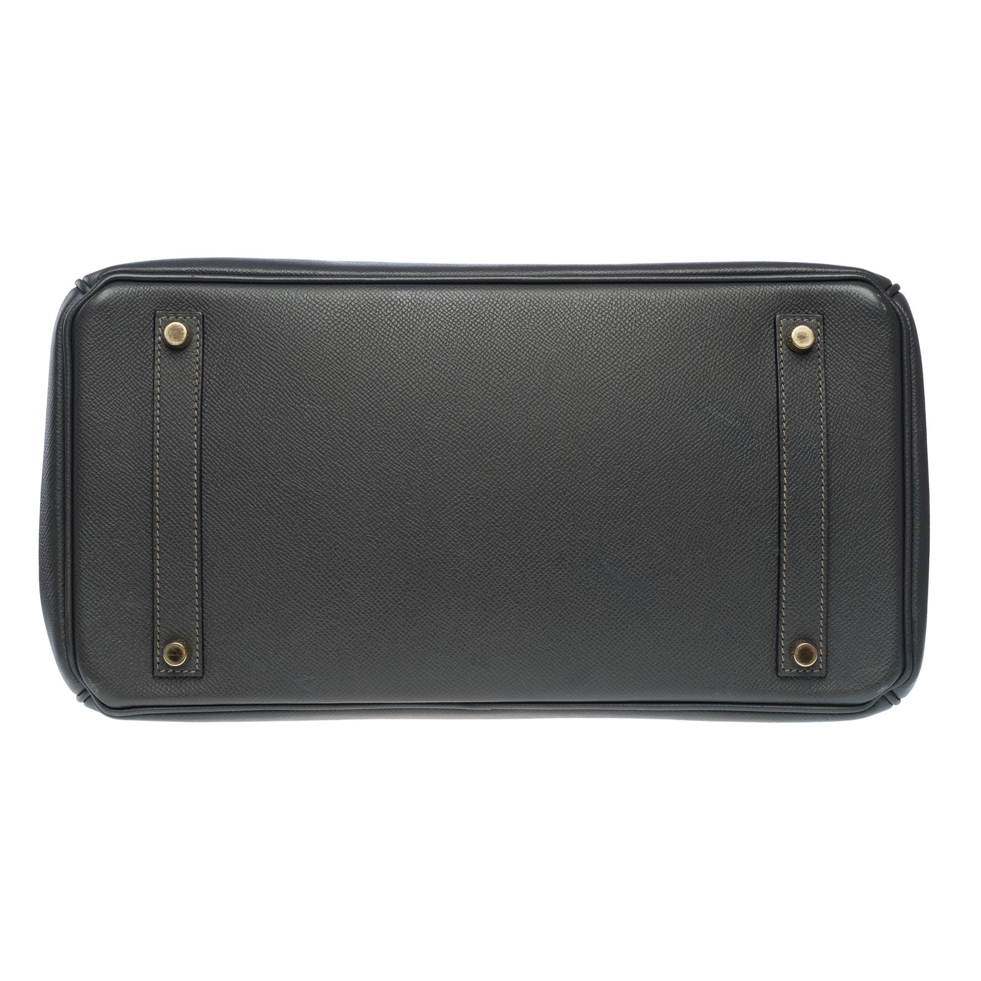 Amazing Hermès Birkin 35 handbag in Gray Graphite Epsom leather, GHW For Sale 7