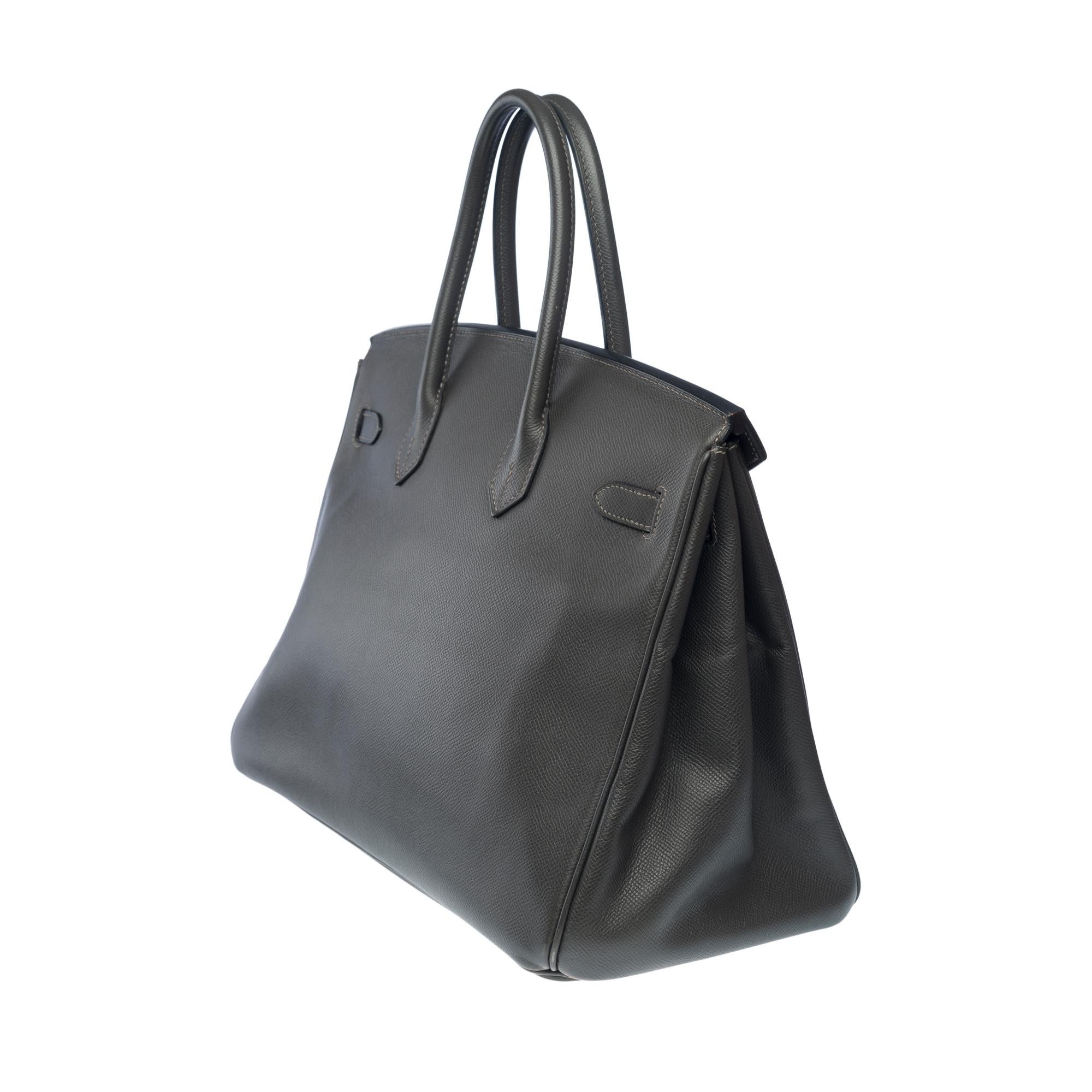 Erstaunliche Hermès Birkin 35 Handtasche in Gray Graphite Epsom Leder, GHW im Angebot 2