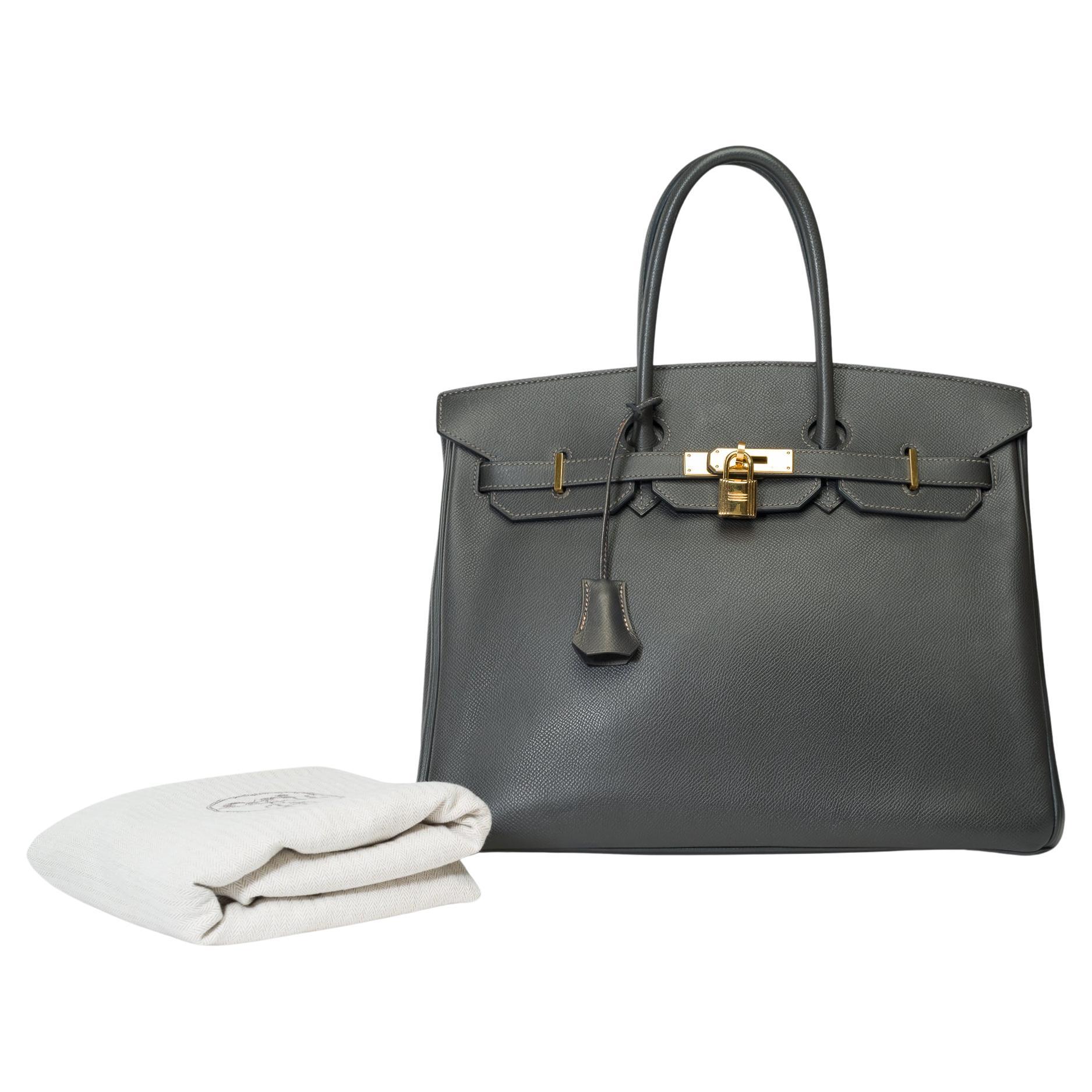 Amazing Hermès Birkin 35 handbag in Gray Graphite Epsom leather, GHW For Sale