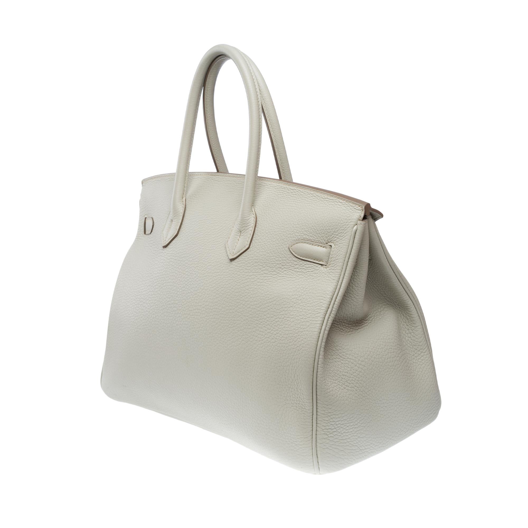 Amazing Hermès Birkin 35 handbag in Gris Perle Togo Calf leather, SHW For Sale 3