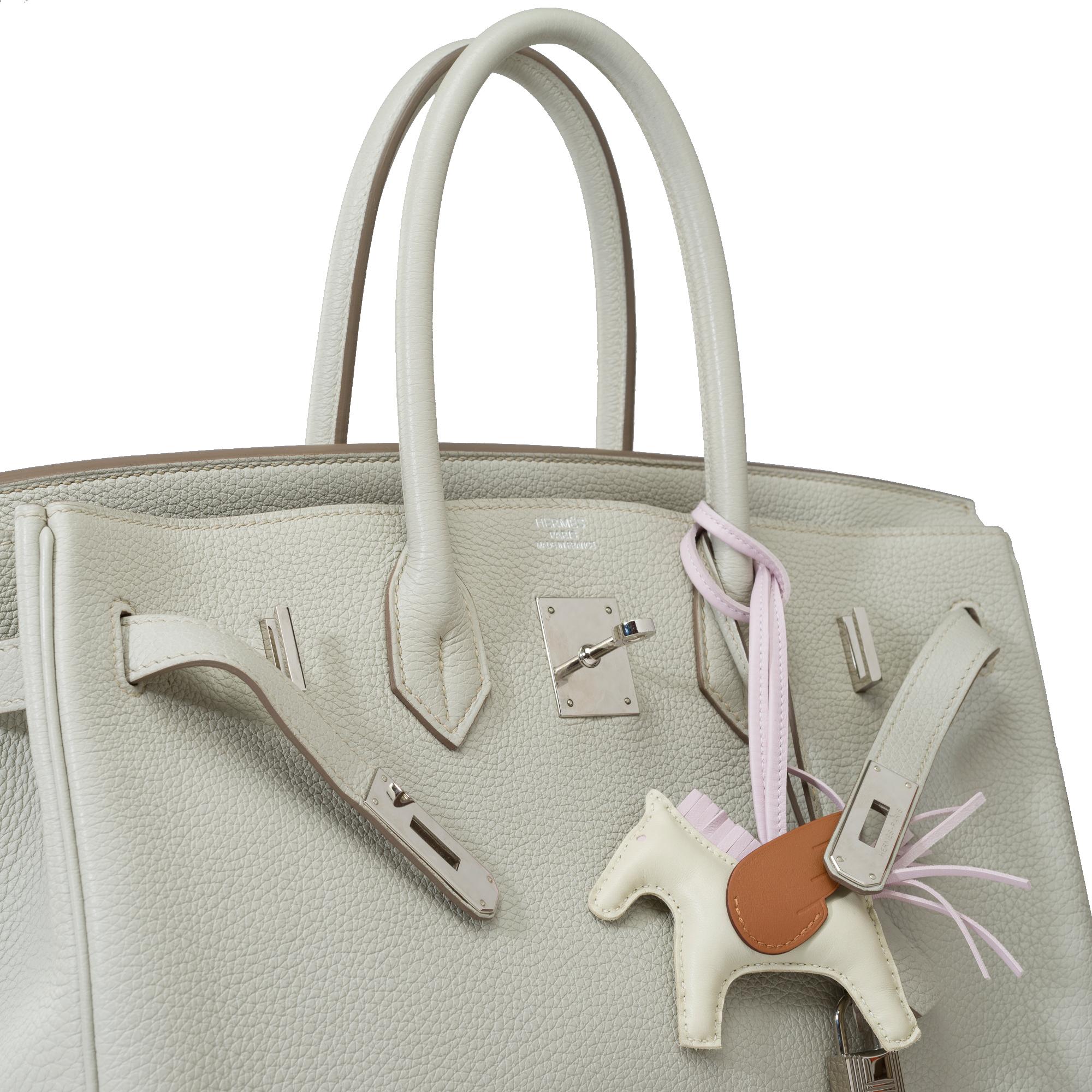 Amazing Hermès Birkin 35 handbag in Gris Perle Togo Calf leather, SHW For Sale 5
