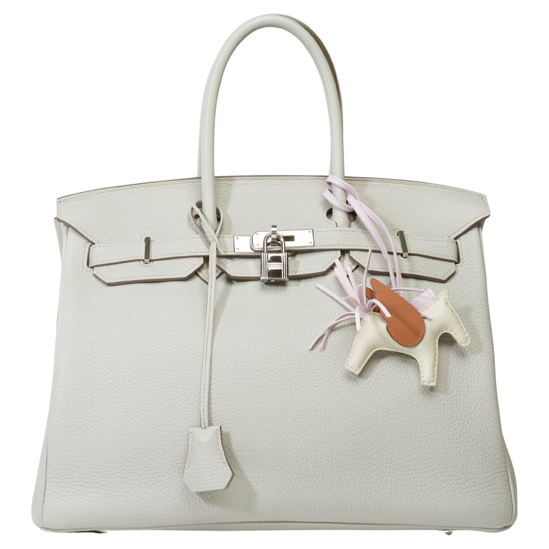 Amazing Hermès Birkin 35 handbag in Gris Perle Togo Calf leather, SHW For Sale