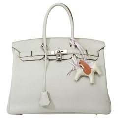 Used Amazing Hermès Birkin 35 handbag in Gris Perle Togo Calf leather, SHW