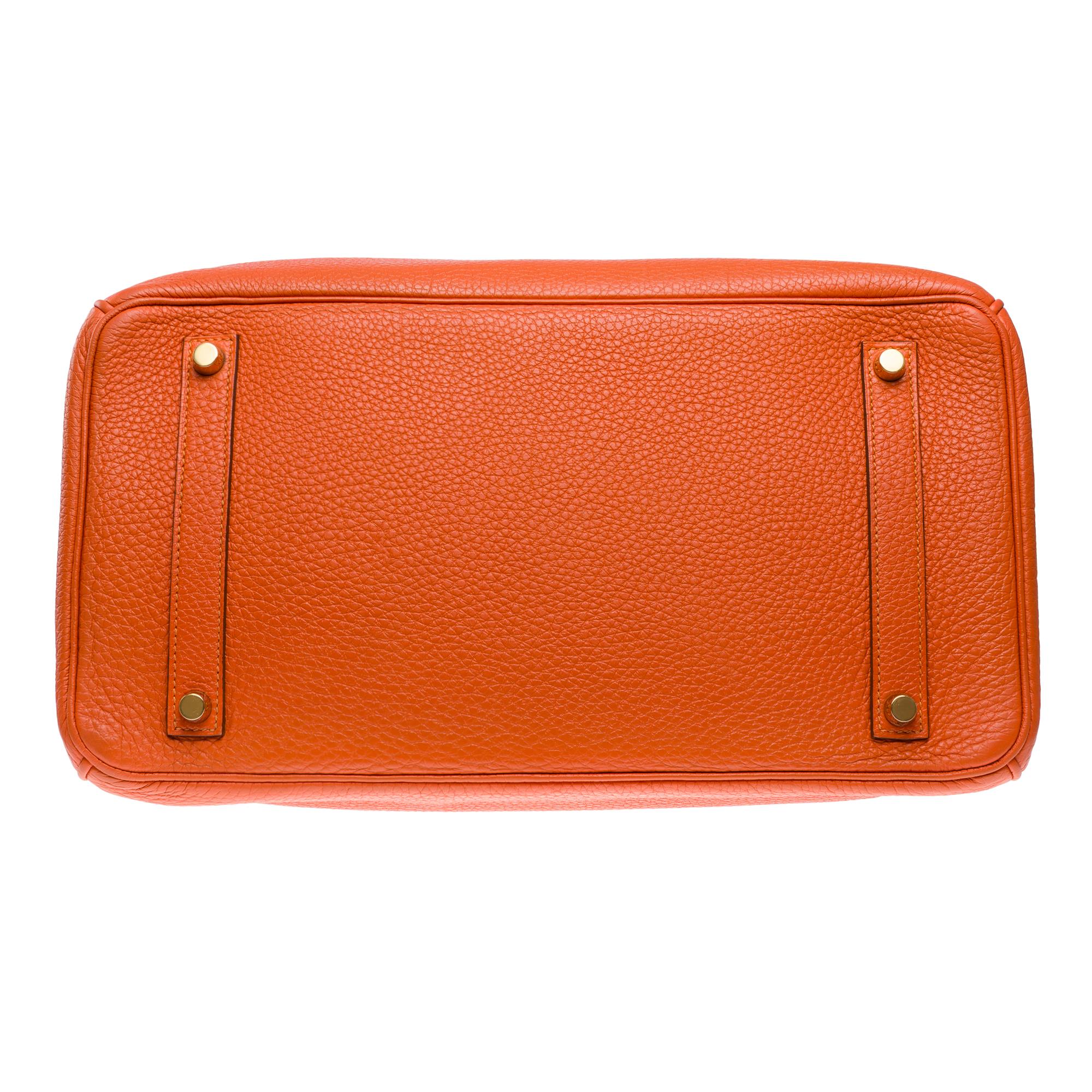 Amazing Hermès Birkin 35 handbag in Orange H Togo Calf leather, GHW For Sale 7
