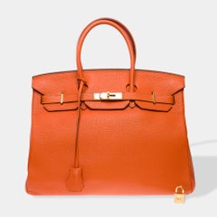 Amazing Hermès Birkin 35 handbag in Orange H Togo Calf leather, GHW