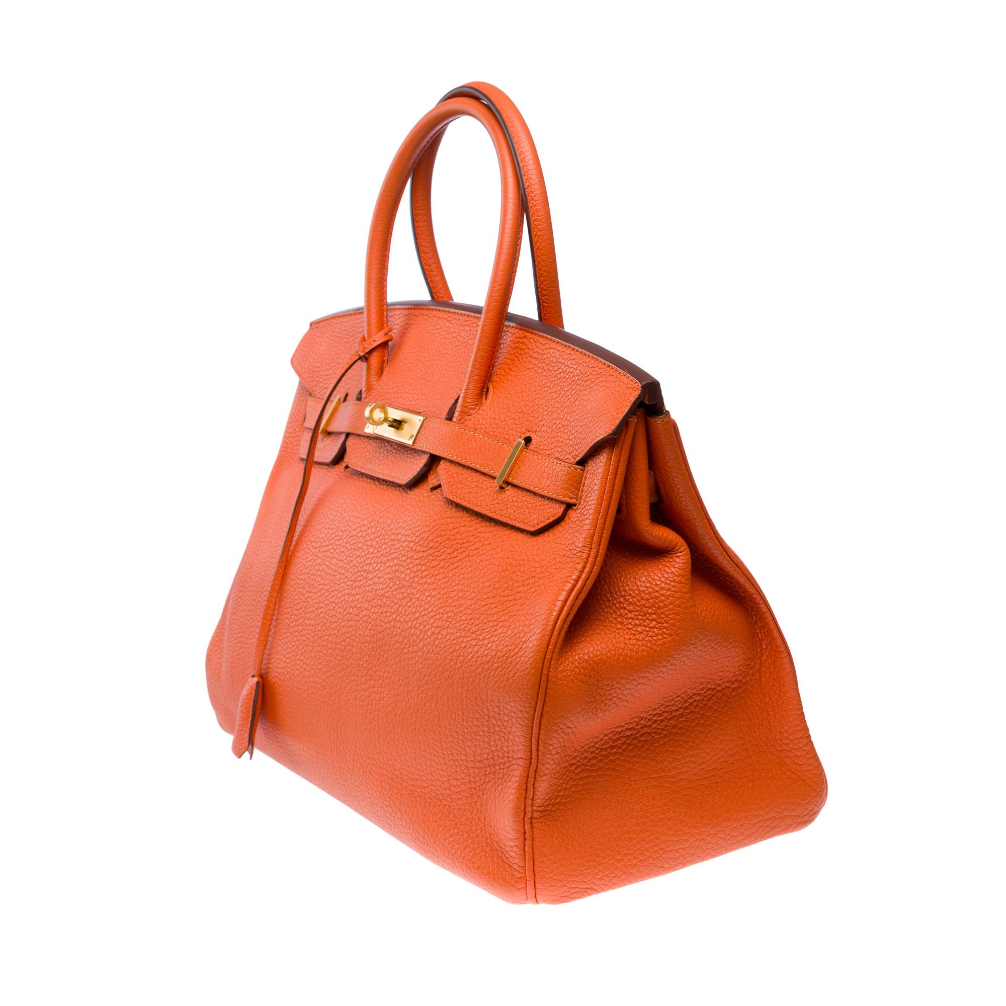 Amazing Hermès Birkin 35 handbag in Orange H Togo Calf leather, GHW For Sale 1