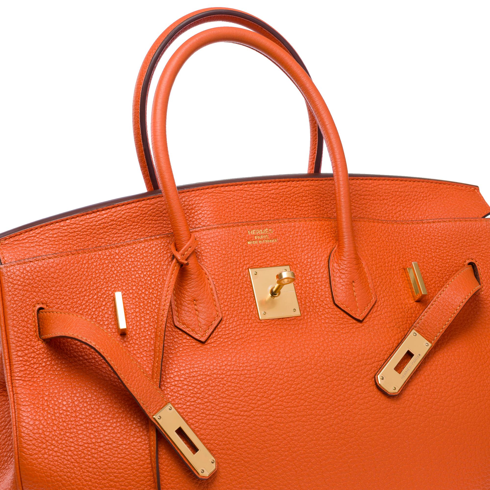 Amazing Hermès Birkin 35 handbag in Orange H Togo Calf leather, GHW For Sale 3