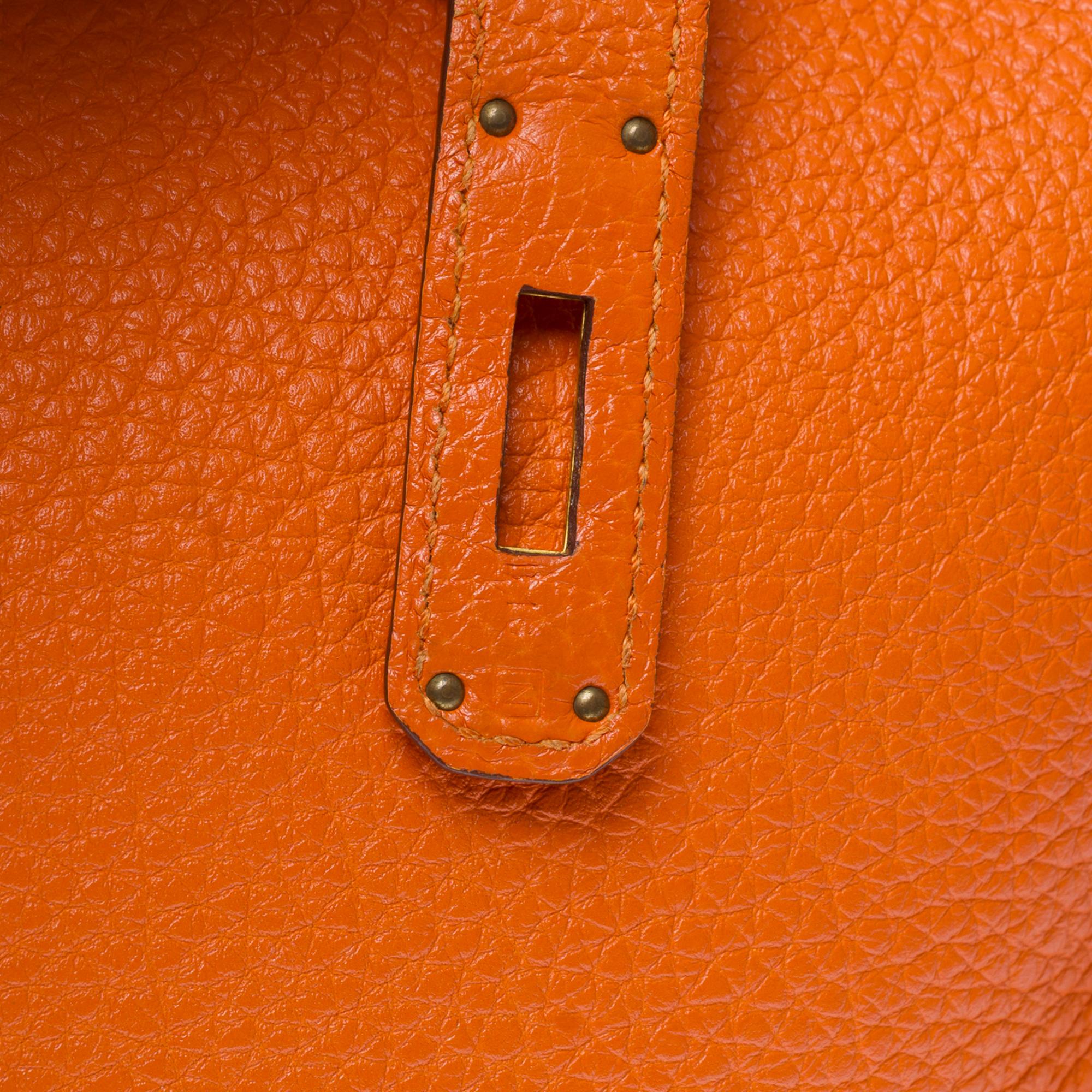 Amazing Hermès Birkin 35 handbag in Orange H Togo Calf leather, GHW For Sale 4